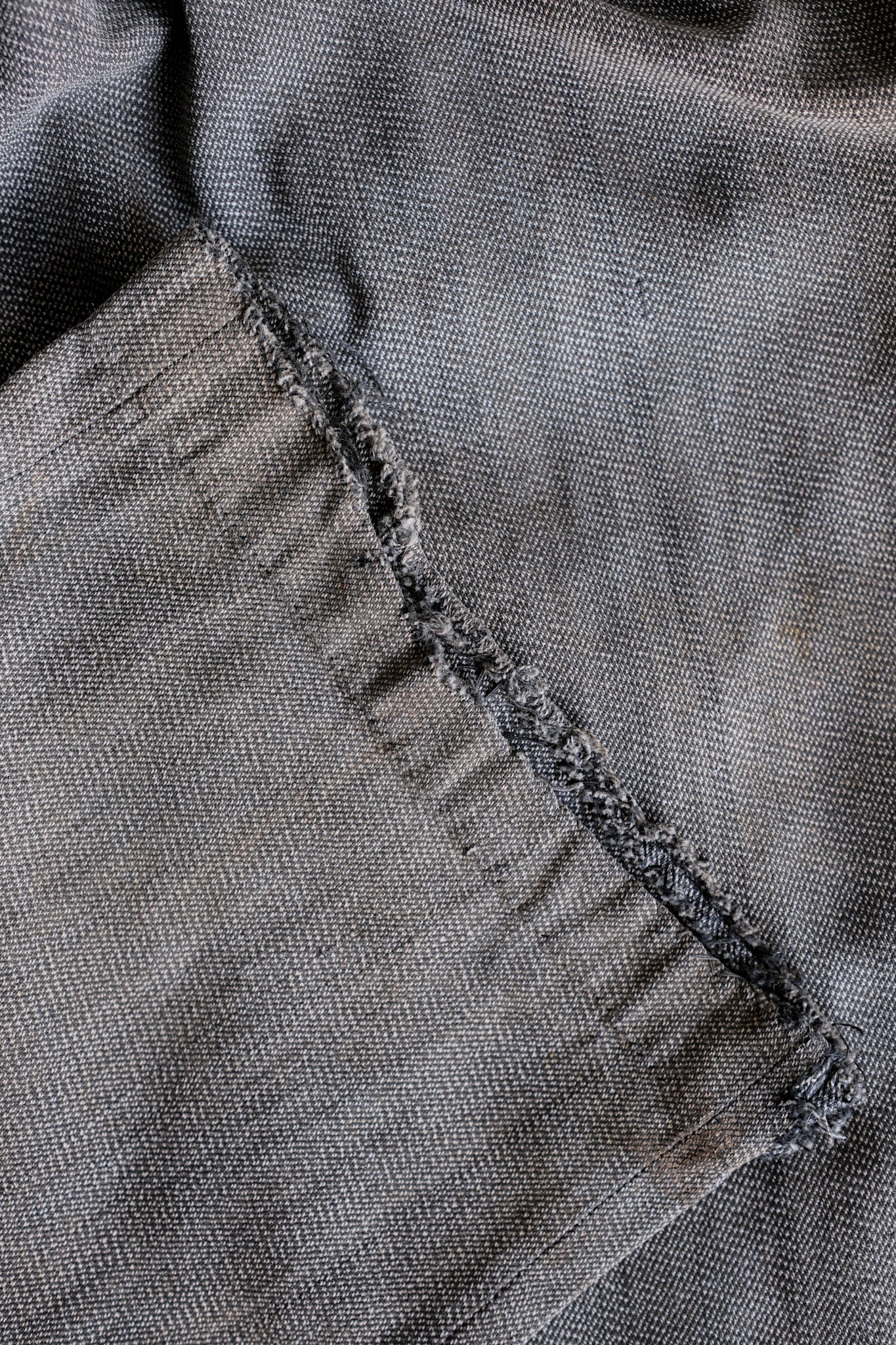 【~10's】French Antique Salt & Pepper Cotton Twill Work Pants "Boro"