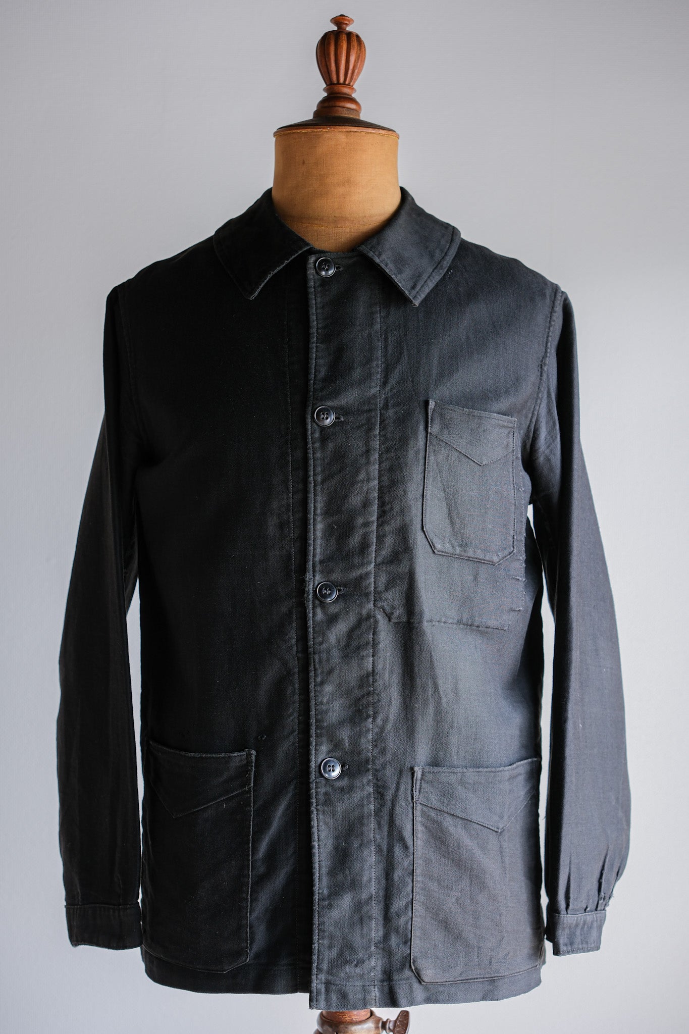 【~30's】French Vintage Black Light Moleskin Work Jacket "4 Buttons"