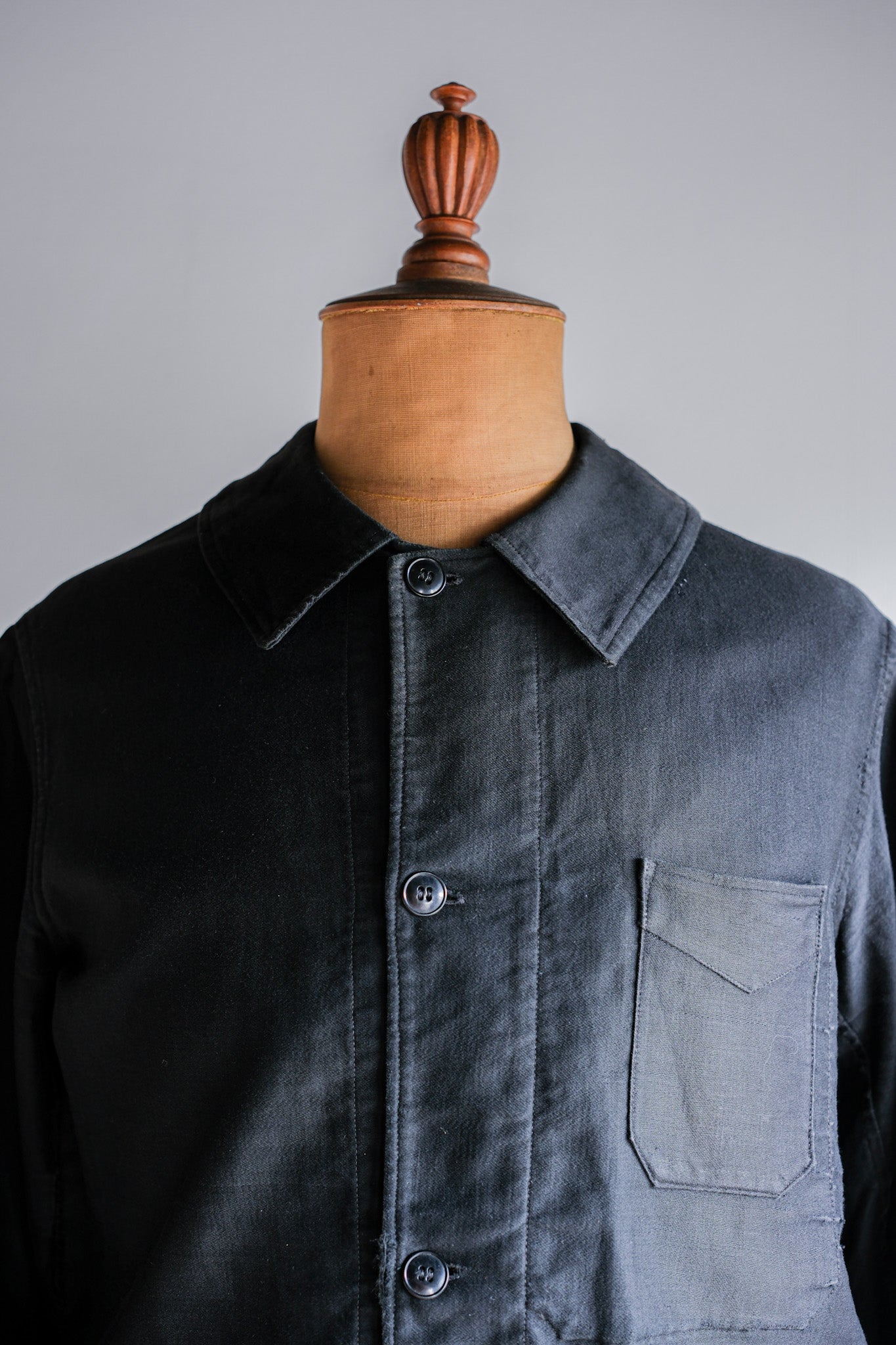 【~30's】French Vintage Black Light Moleskin Work Jacket "4 Buttons"