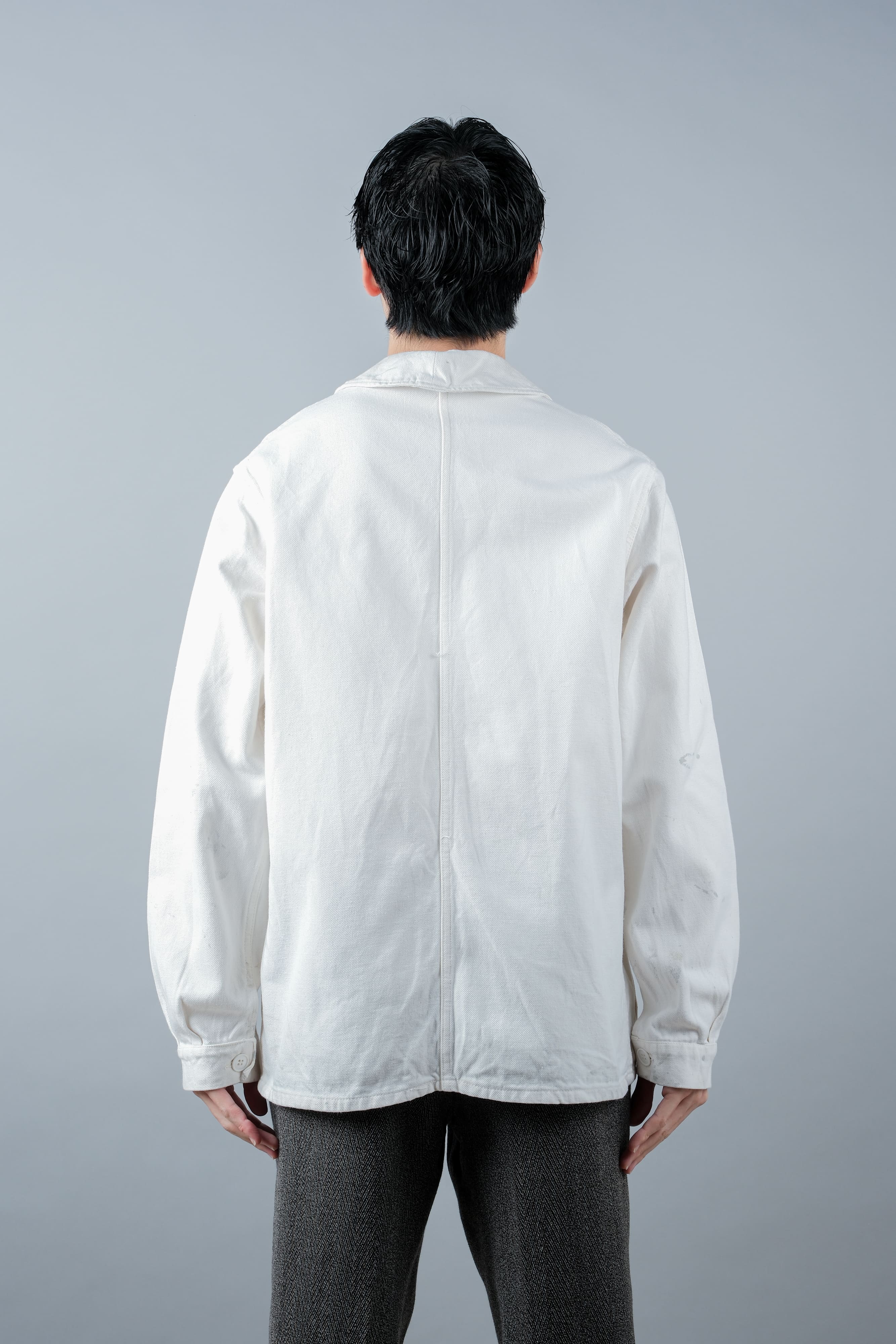 【~60's】French Vintage White Cotton Twill Work Jacket