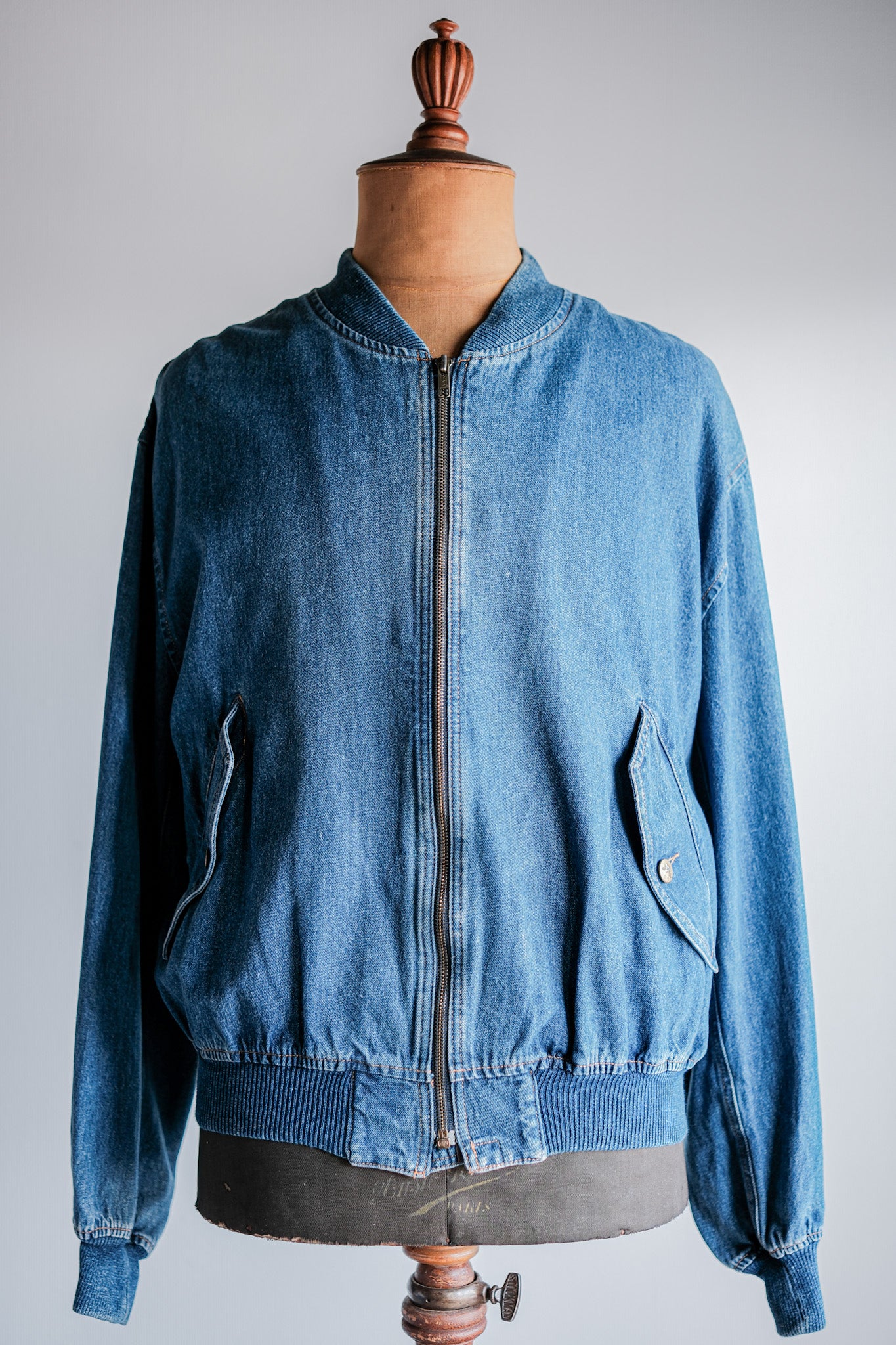 【~80's】Old EMPORIO ARMANI Denim Bomber Jacket Size.50