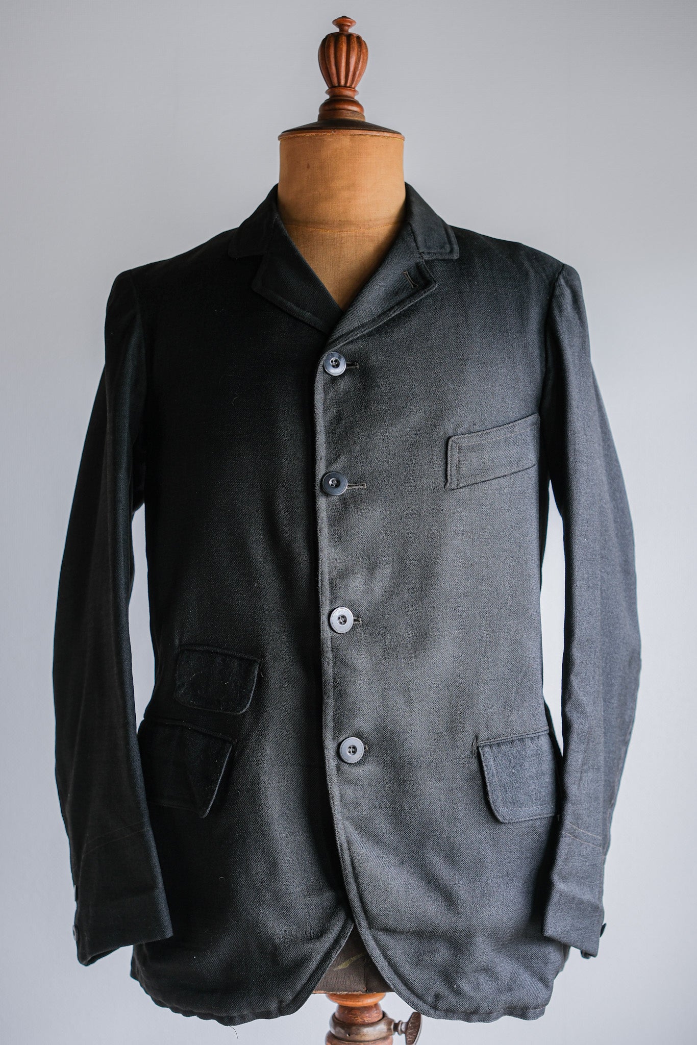 【~20's】French Vintage Black Wool Sack Coat