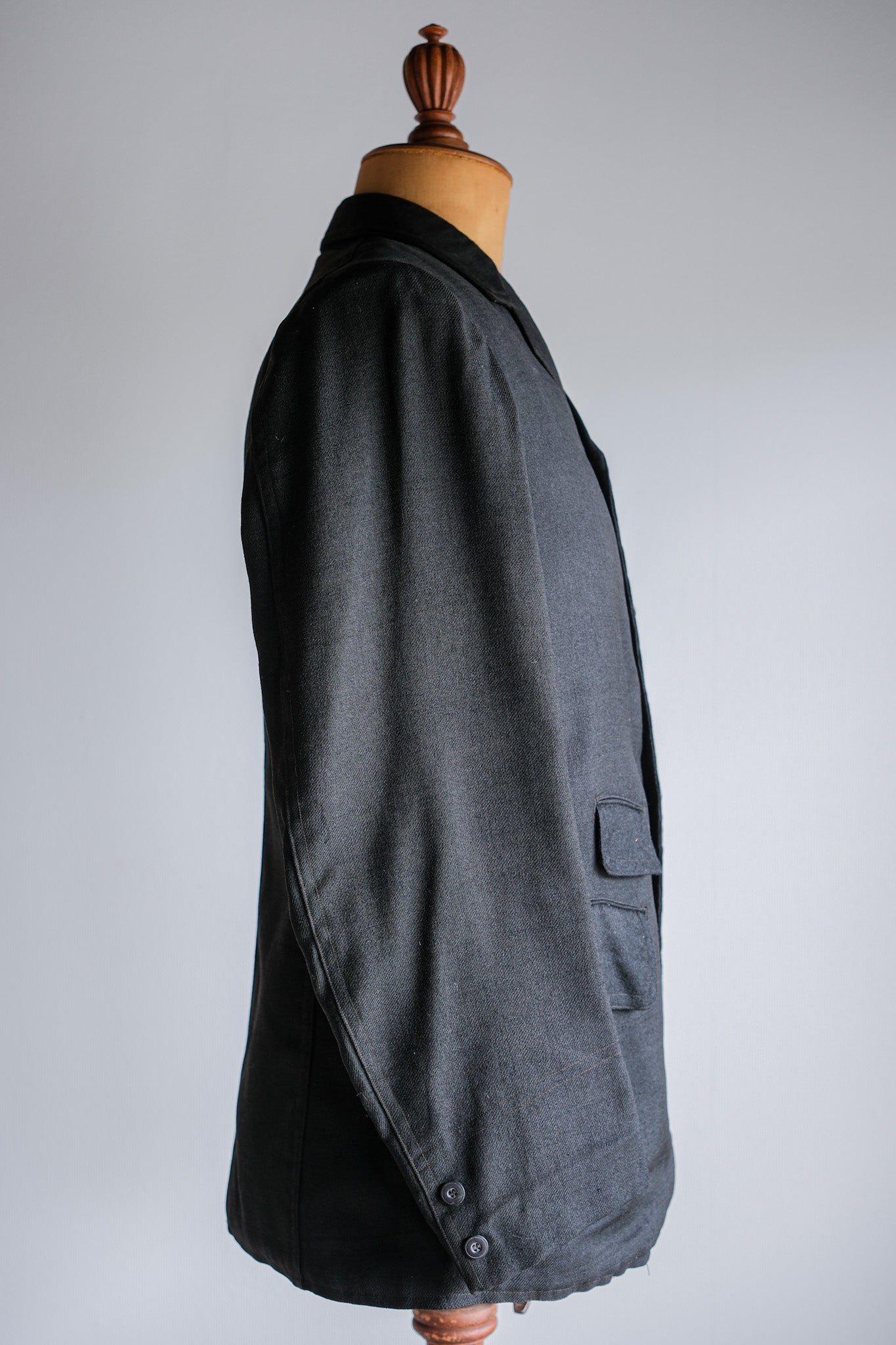 【~20's】French Vintage Black Wool Sack Coat
