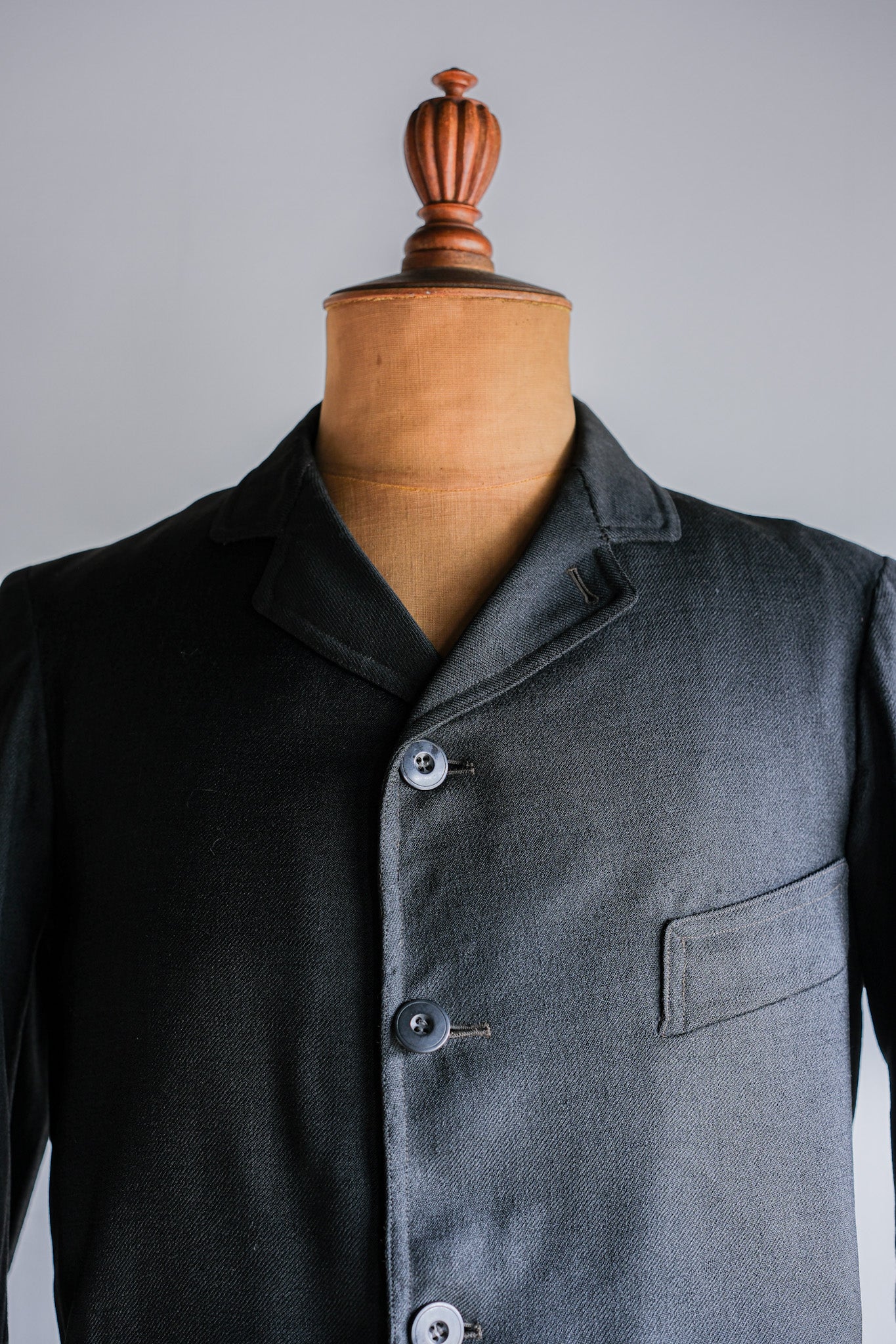 【~20's】French Vintage Black Wool Sack Coat