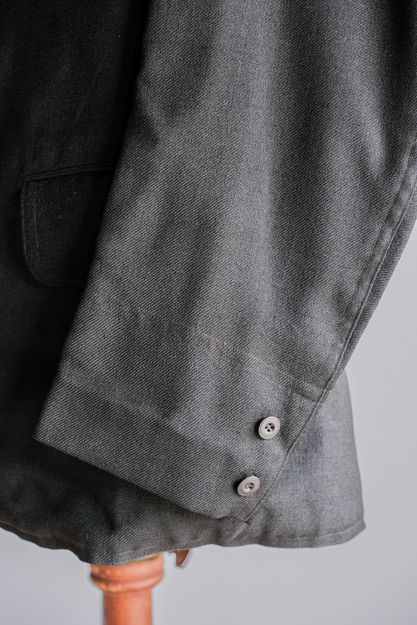 【~20's】French Vintage Black Wool Sack Coat