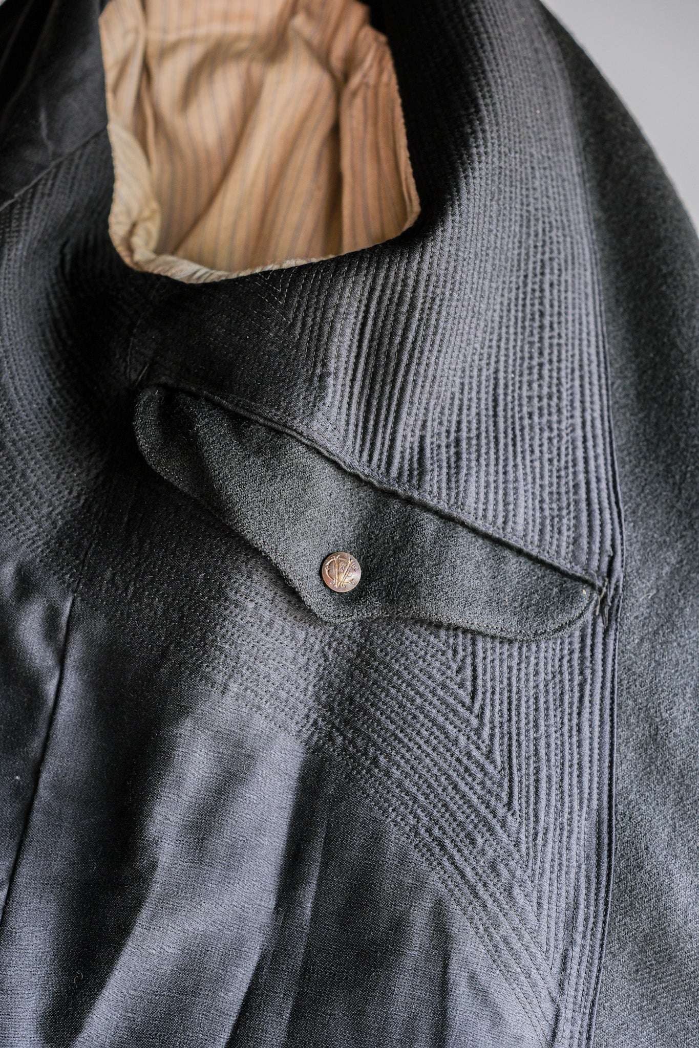 【~20's】French Vintage Black Wool Sack Coat