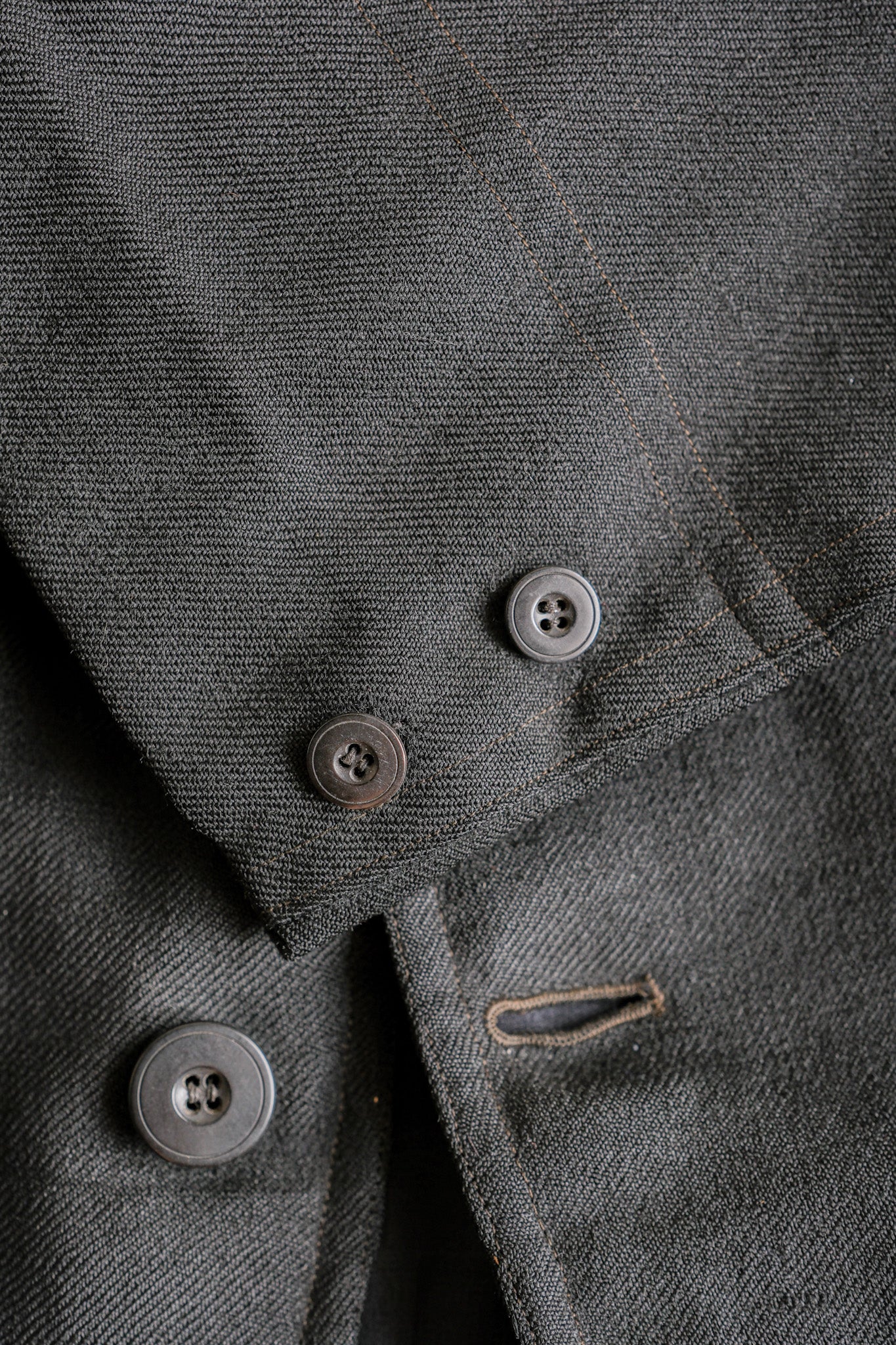 【~20's】French Vintage Black Wool Sack Coat