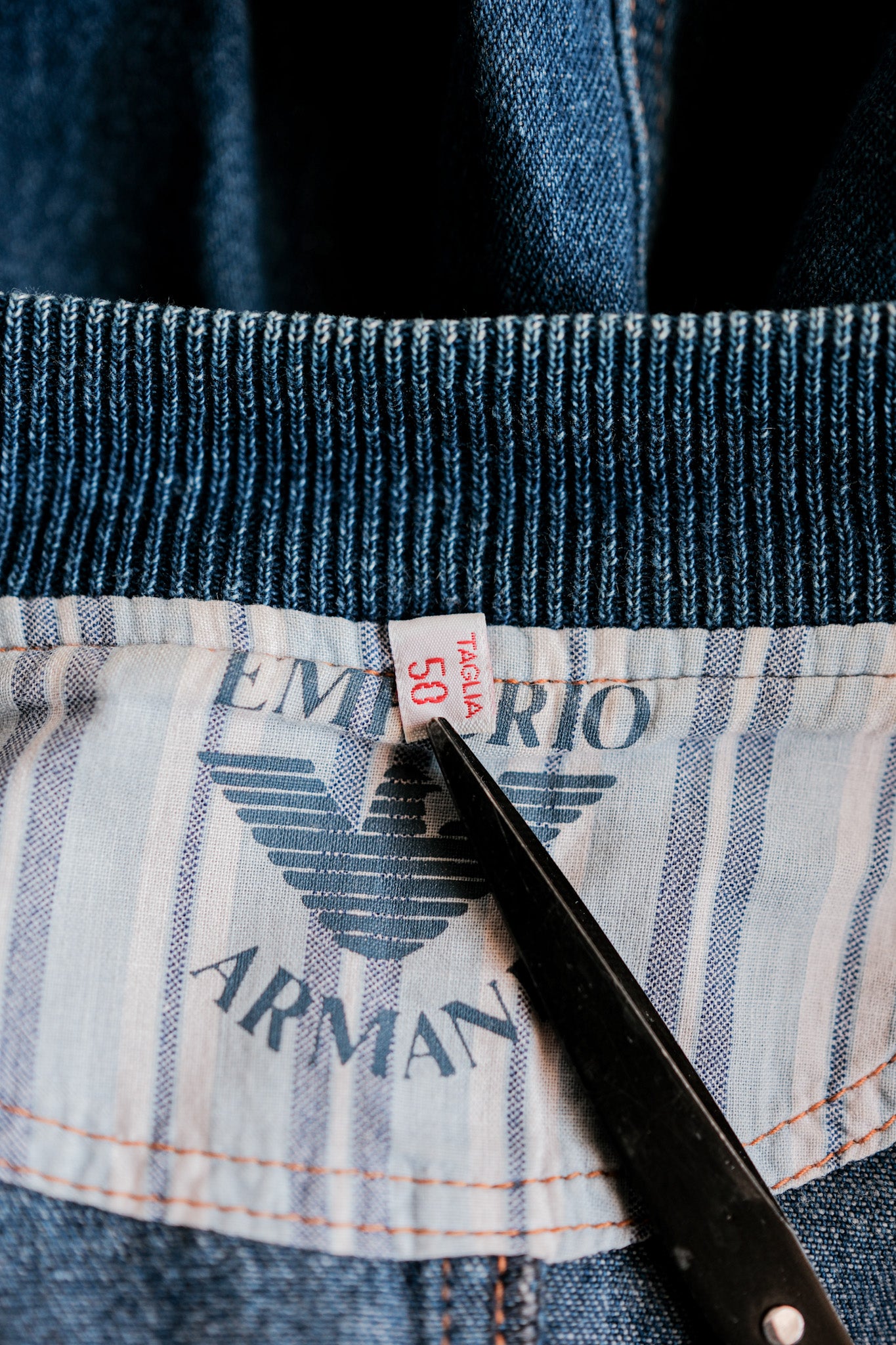 【~80's】Old EMPORIO ARMANI Denim Bomber Jacket Size.50