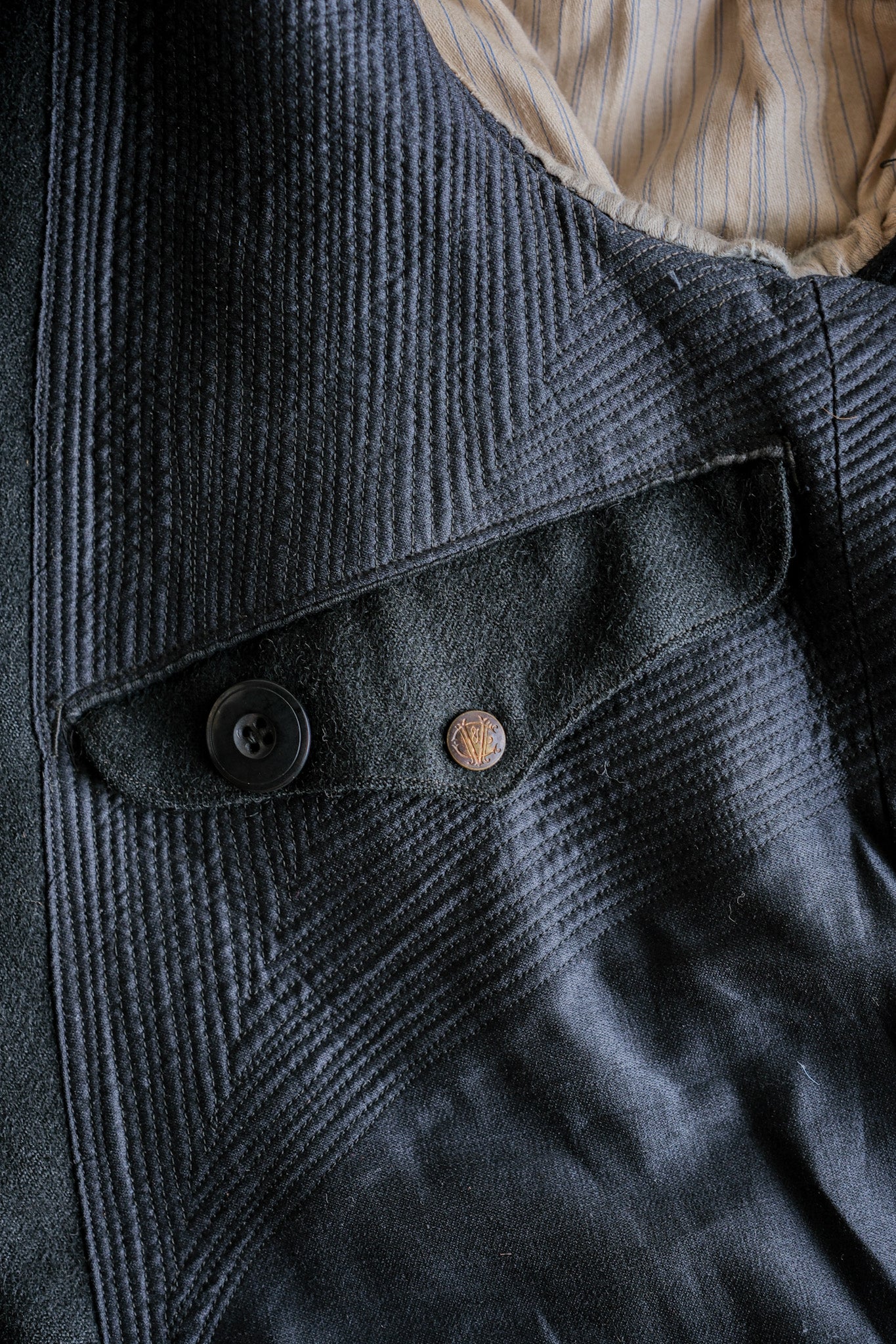 【~20's】French Vintage Black Wool Sack Coat