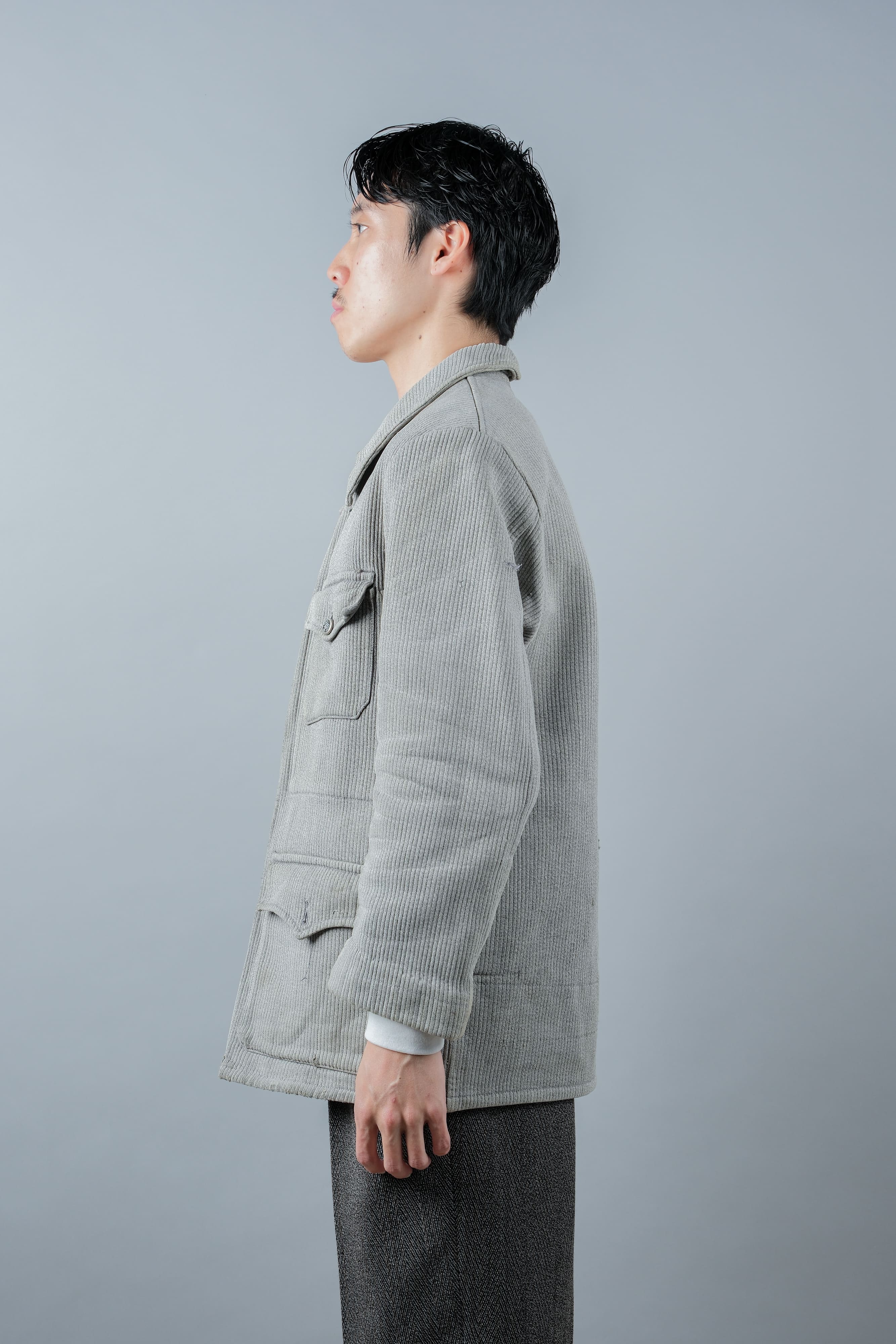 【~50's】French Vintage Gray Cotton Pique Hunting Jacket