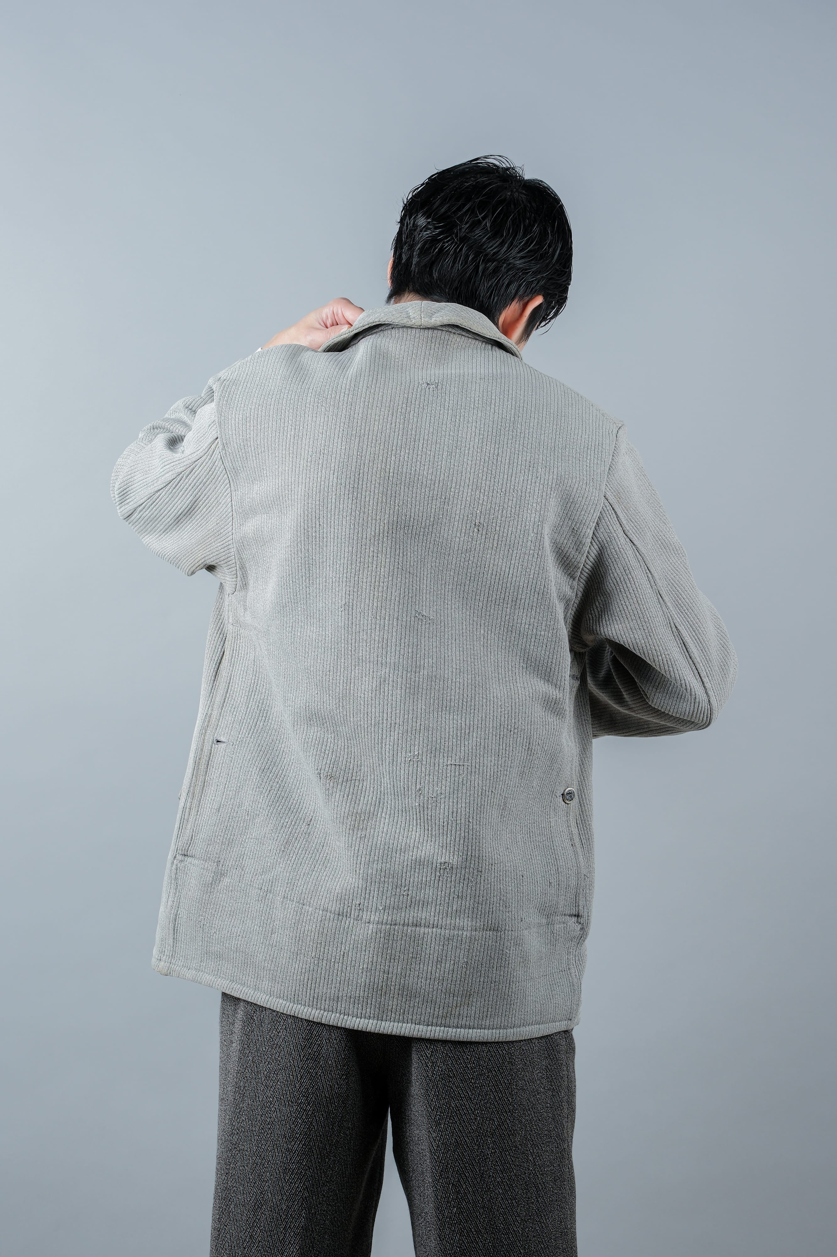 【~50's】French Vintage Gray Cotton Pique Hunting Jacket