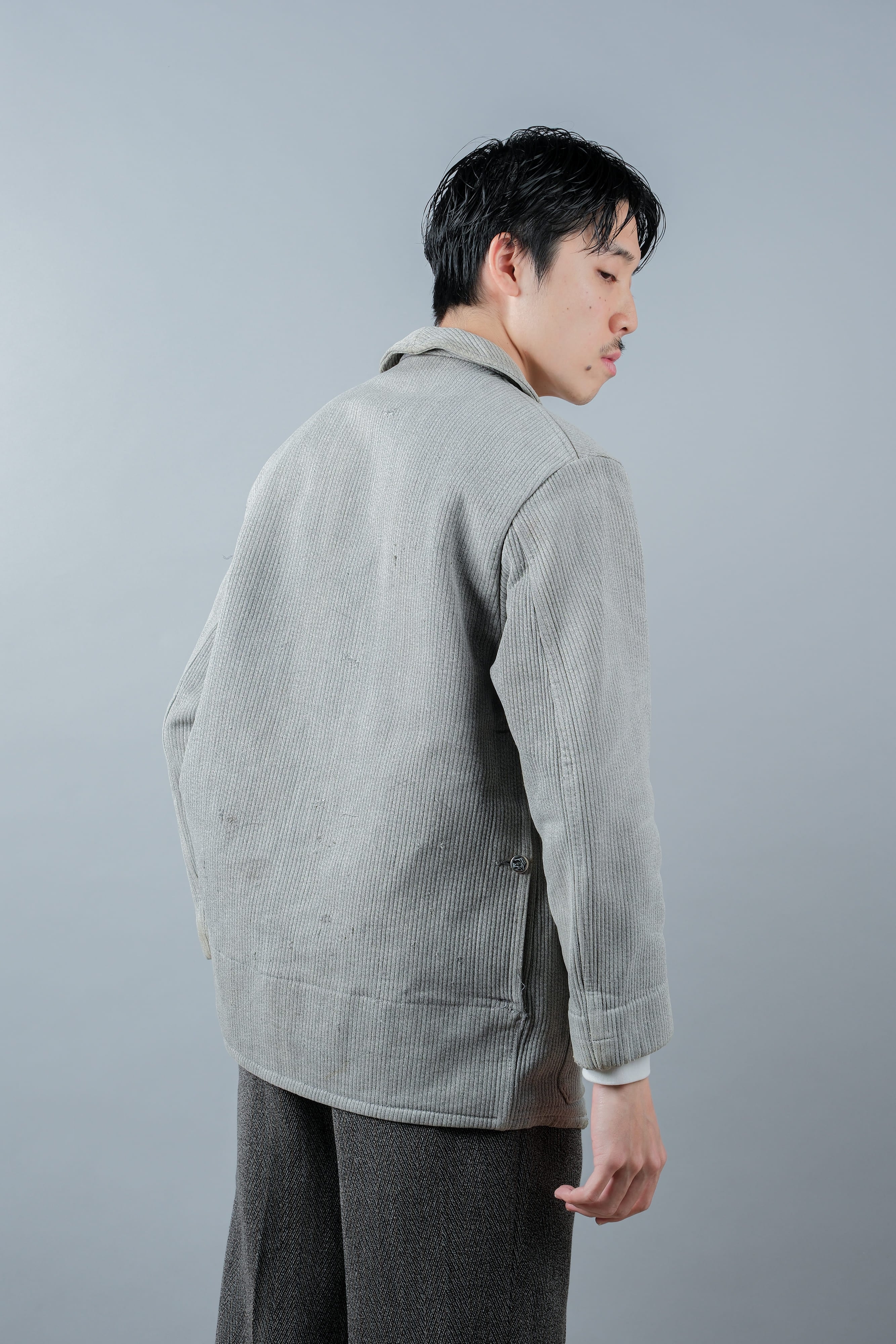 【~50's】French Vintage Gray Cotton Pique Hunting Jacket