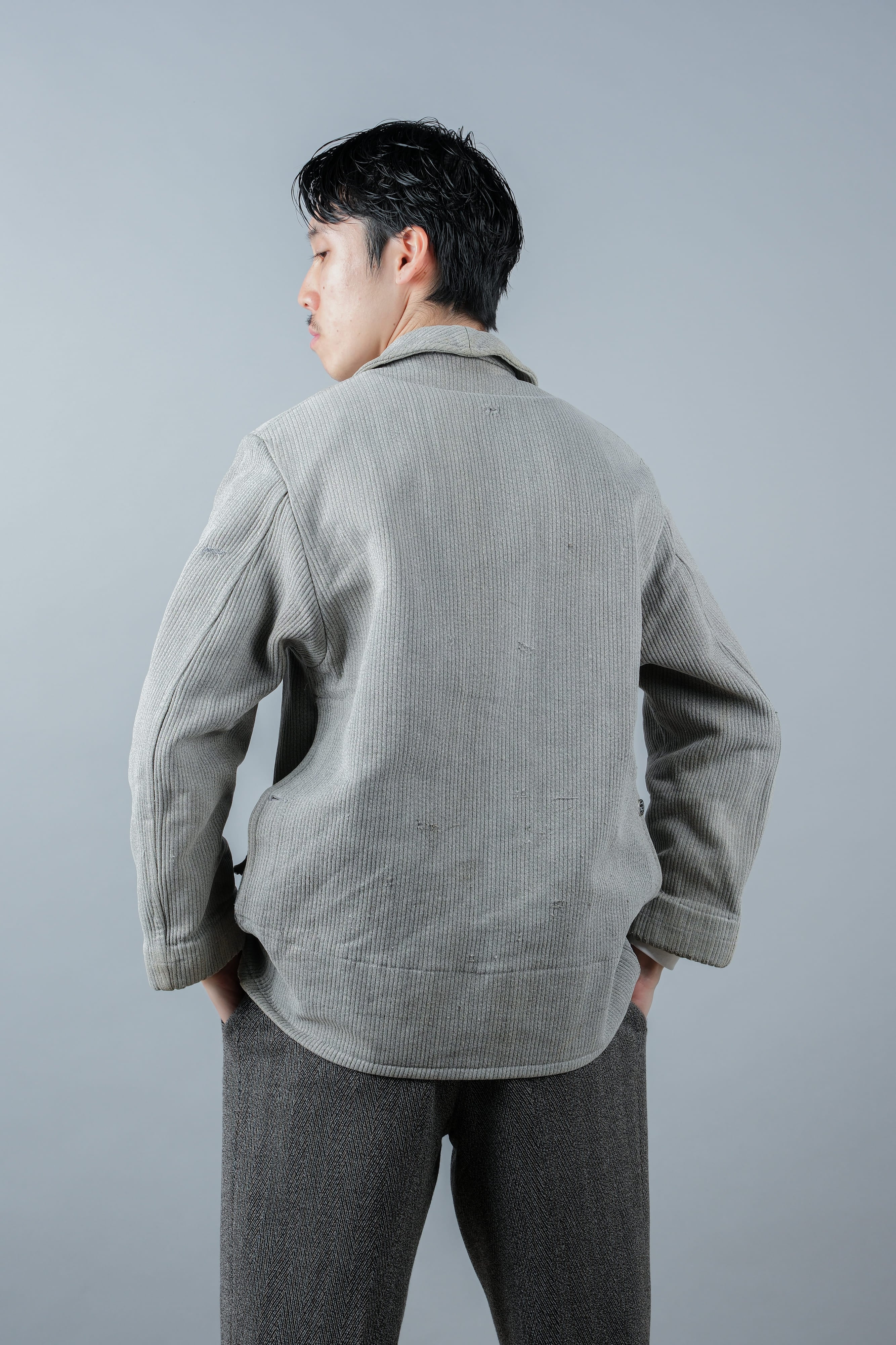 【~50's】French Vintage Gray Cotton Pique Hunting Jacket