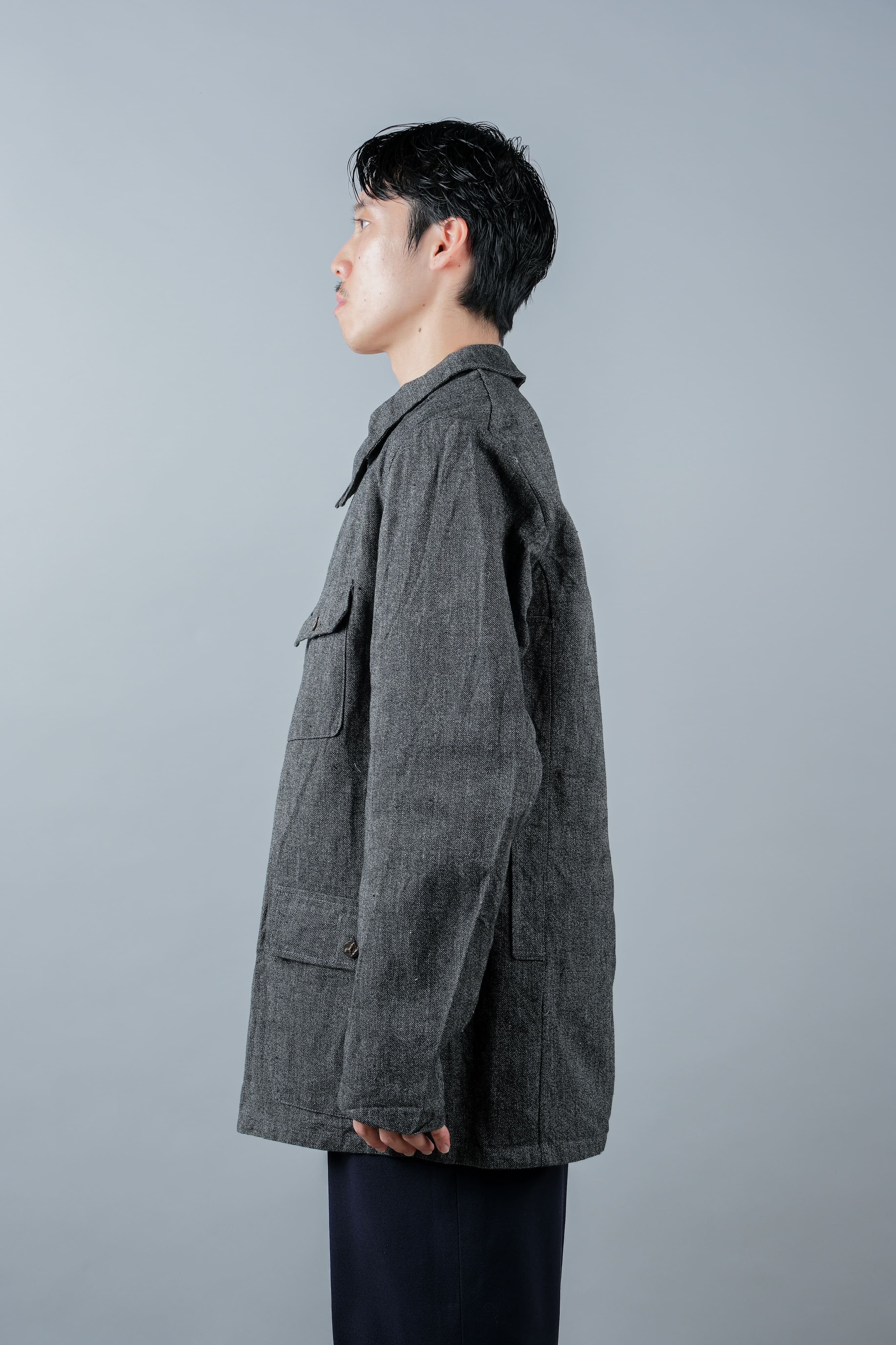 【~30’s】French Vintage Salt & Pepper Cotton Twill Hunting Jacket