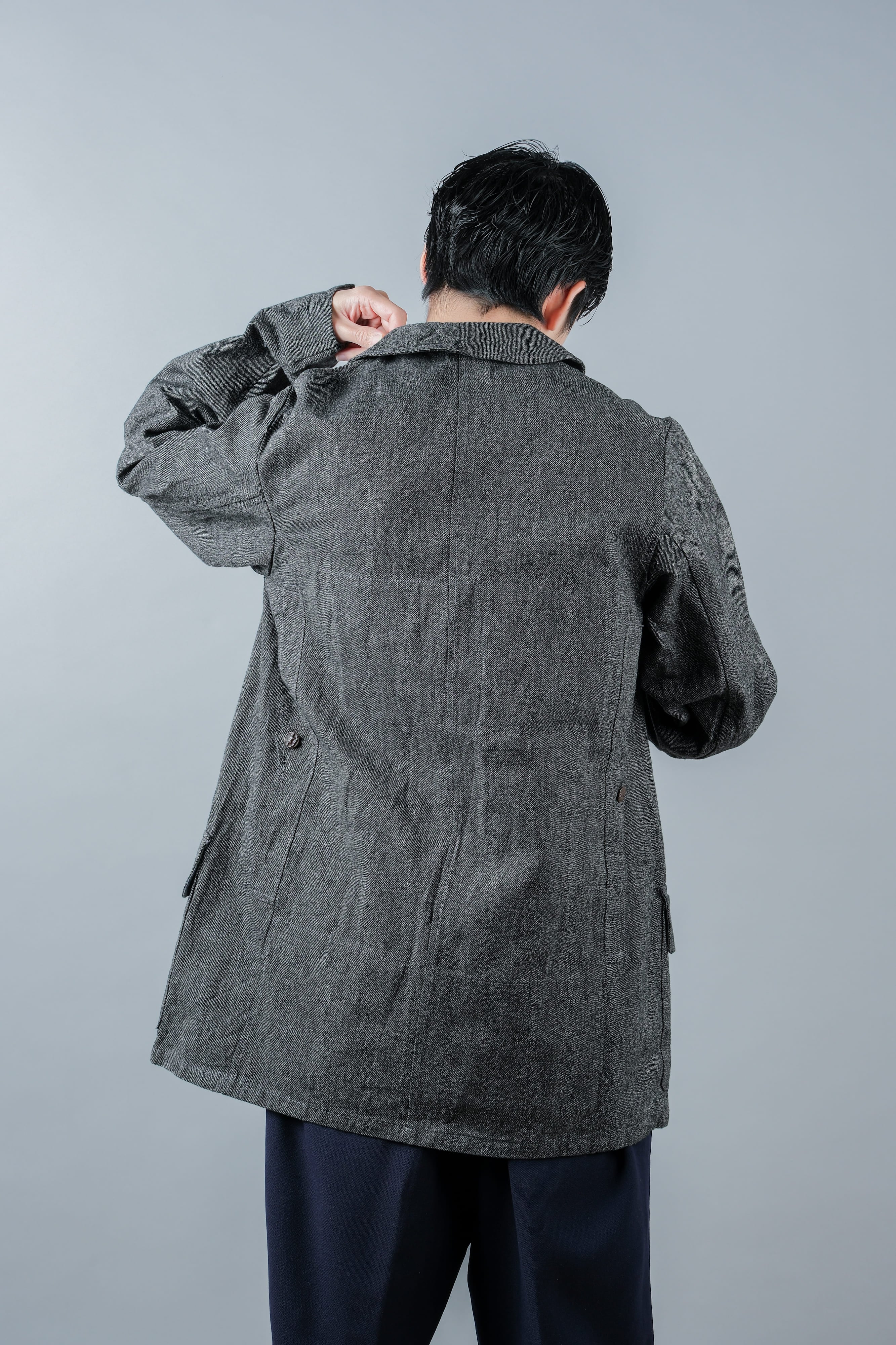 【~30’s】French Vintage Salt & Pepper Cotton Twill Hunting Jacket