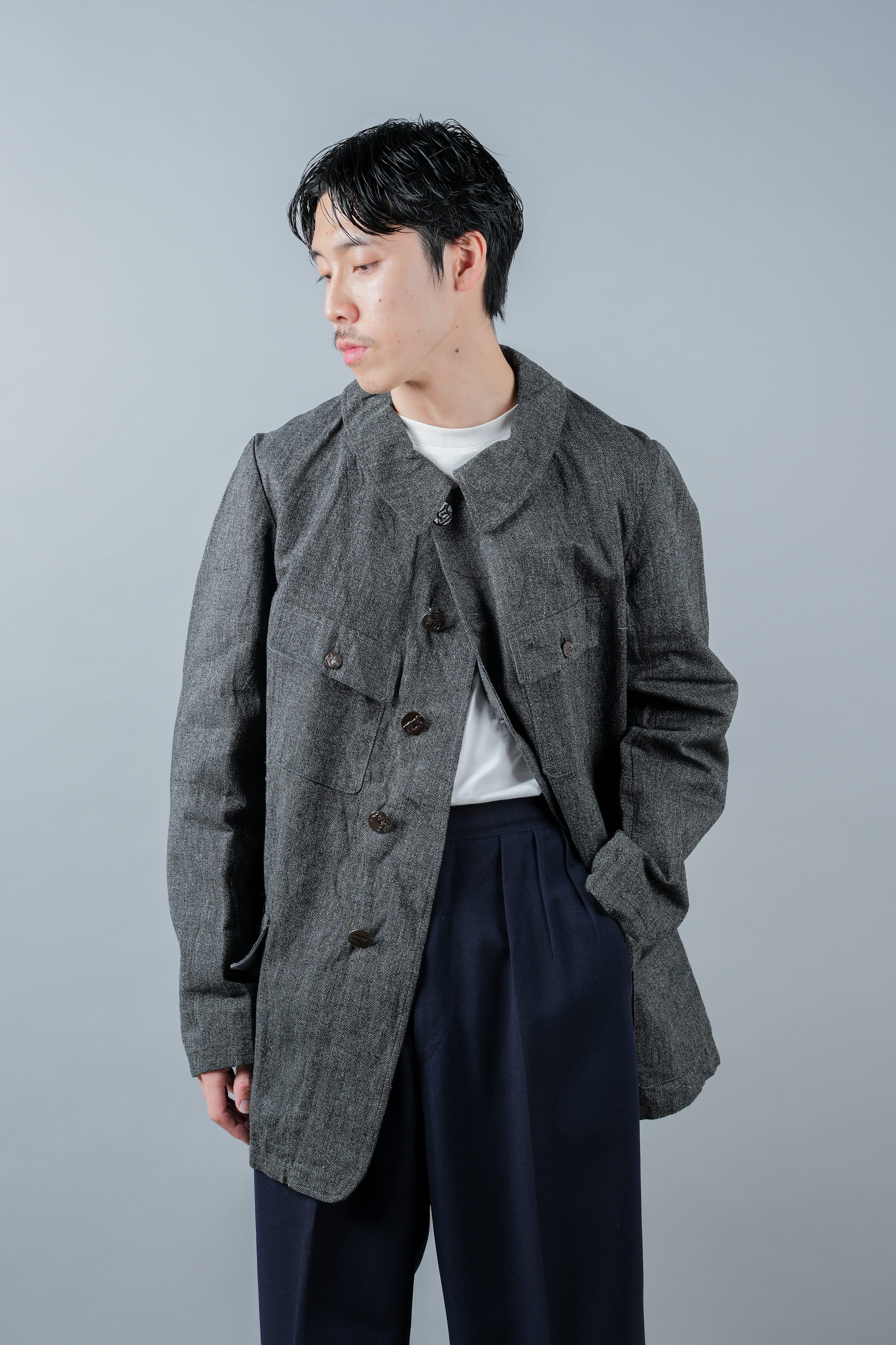 【~30’s】French Vintage Salt & Pepper Cotton Twill Hunting Jacket