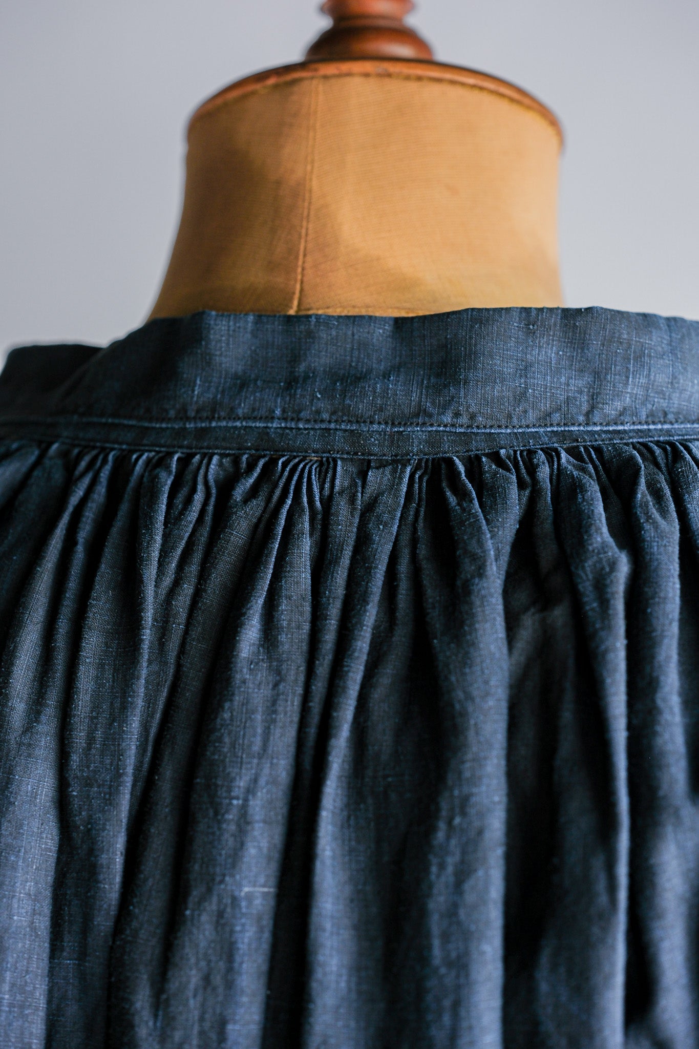 【Early 20th C】French Antique Indigo Linen Smock "Full Open Type" "Biaude"
