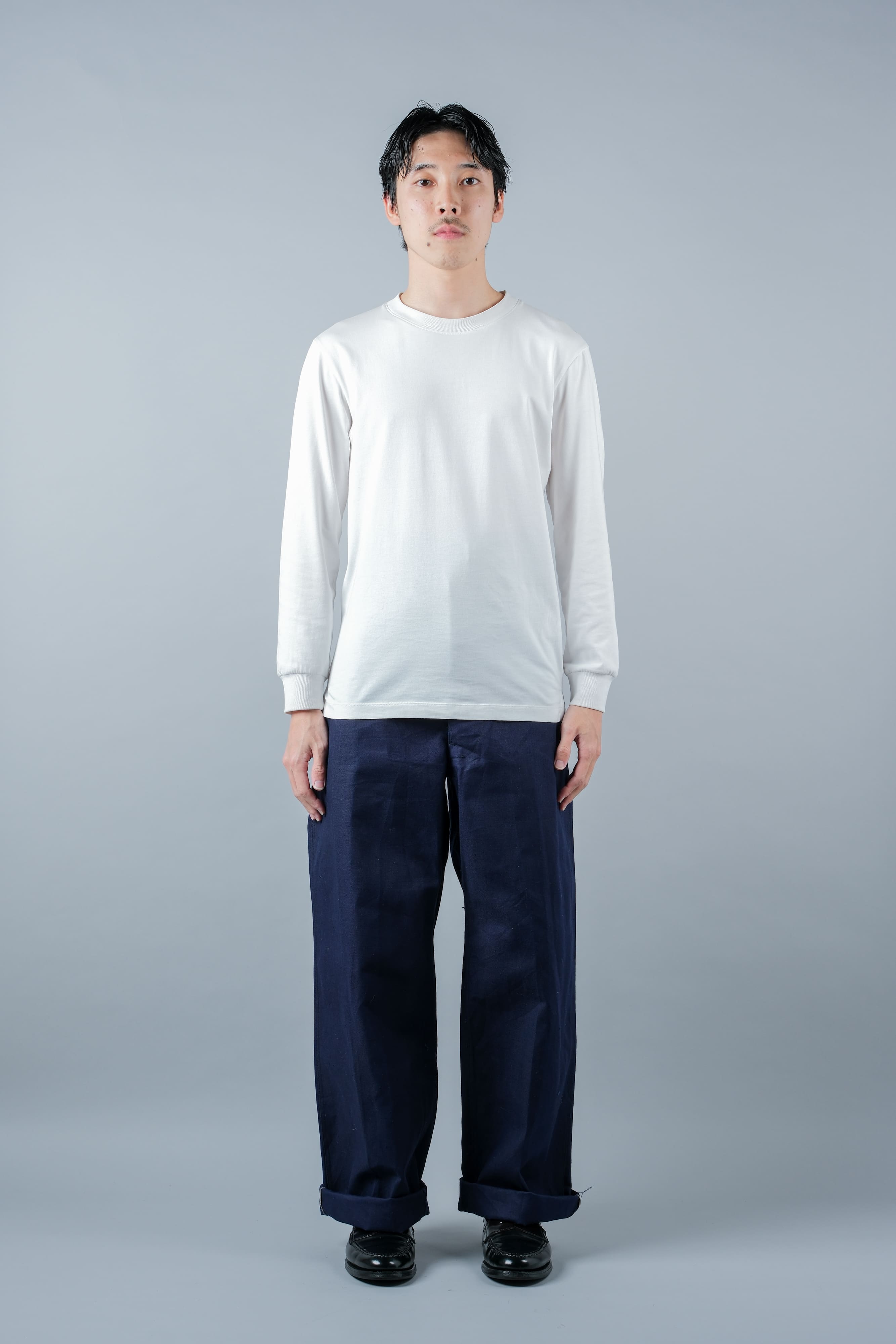 【~50's】French Vintage Blue Cotton Linen Twill Work Pants Size.48-78 "Dead Stock"