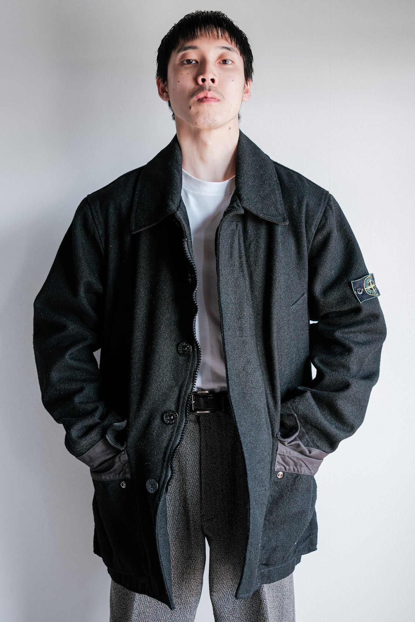 【98AW】Old STONE ISLAND Nylon Jacket Size.L "Green Edge"