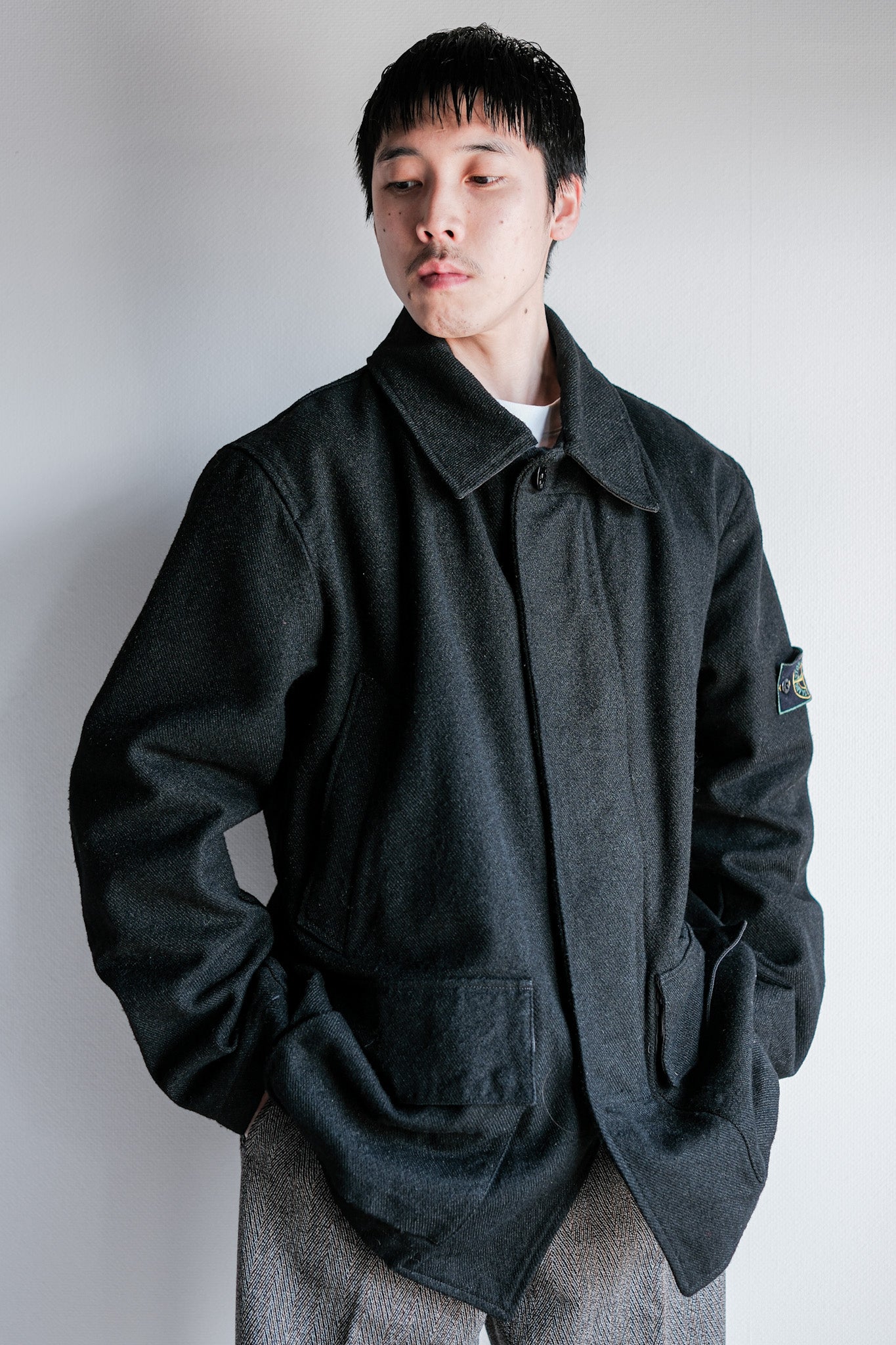 【98AW】Old STONE ISLAND Nylon Jacket Size.L "Green Edge"