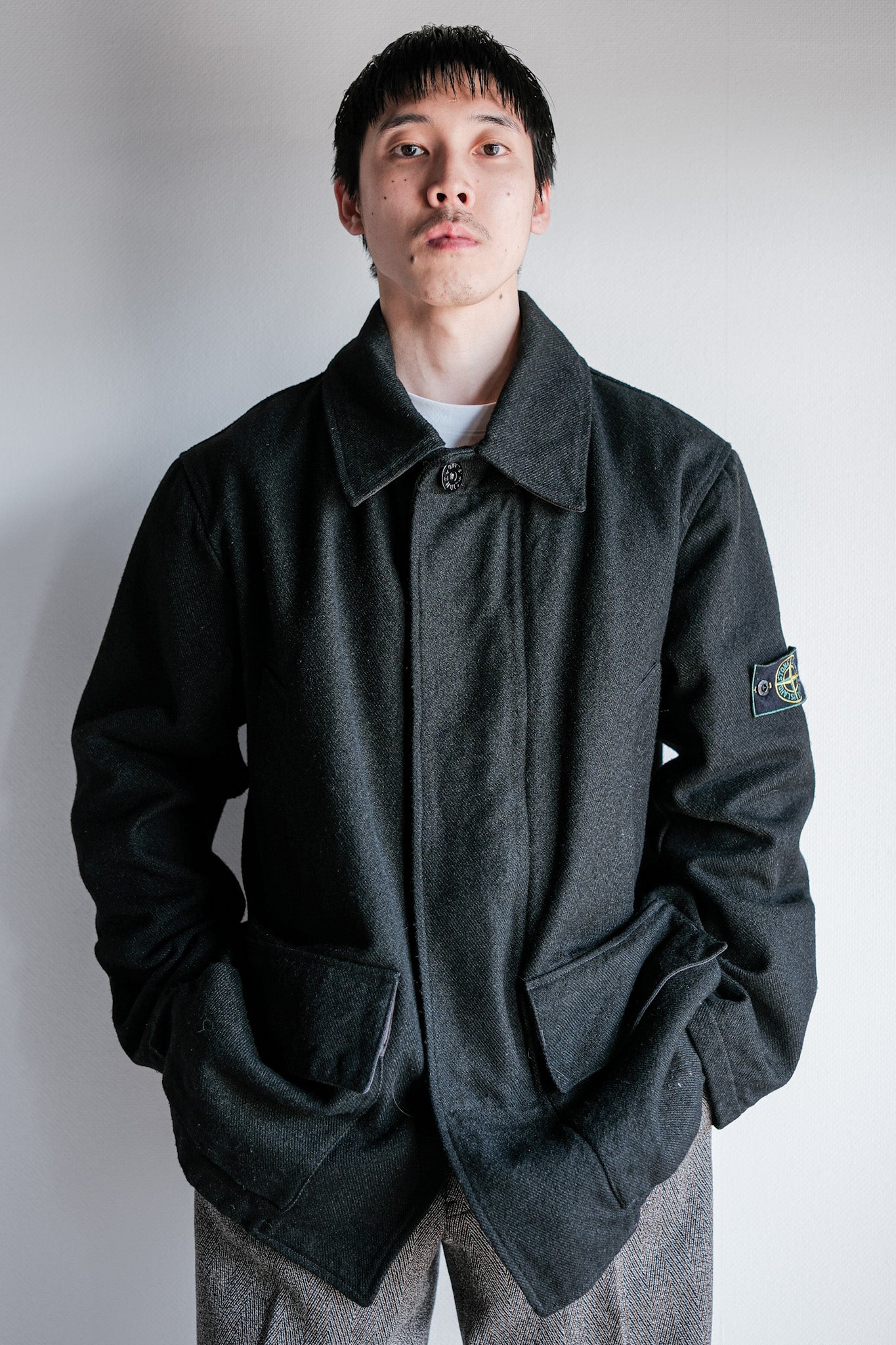 【98AW】Old STONE ISLAND Nylon Jacket Size.L "Green Edge"