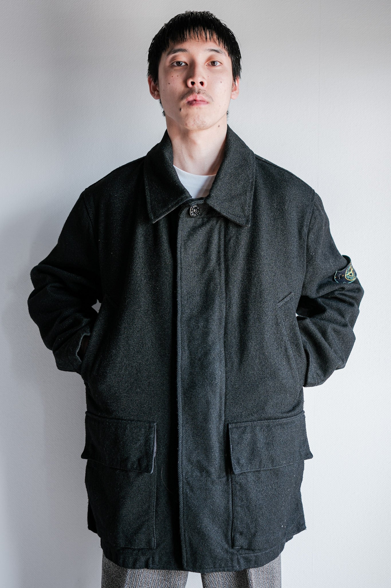 【98AW】Old STONE ISLAND Nylon Jacket Size.L "Green Edge"