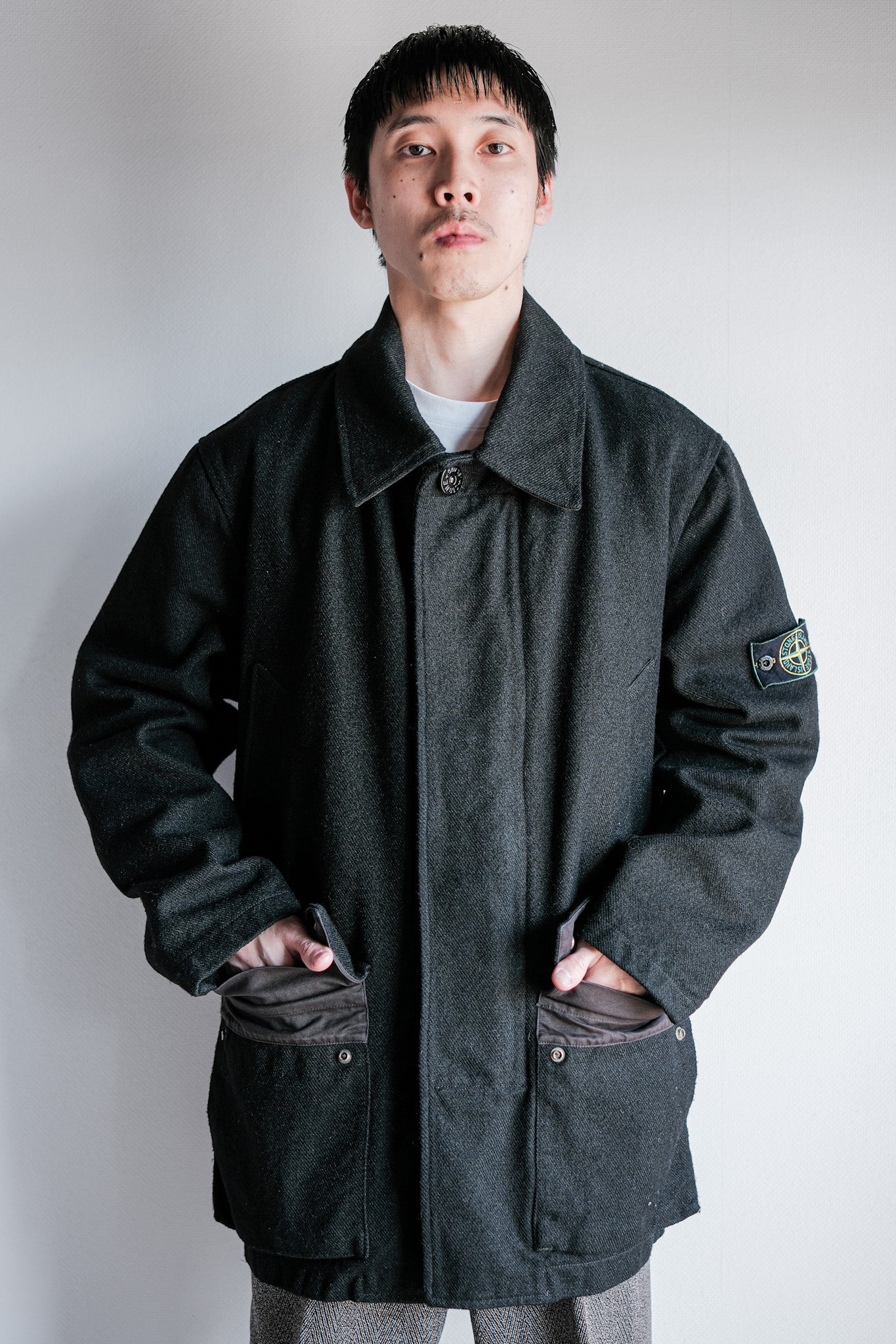 【98AW】Old STONE ISLAND Nylon Jacket Size.L "Green Edge"