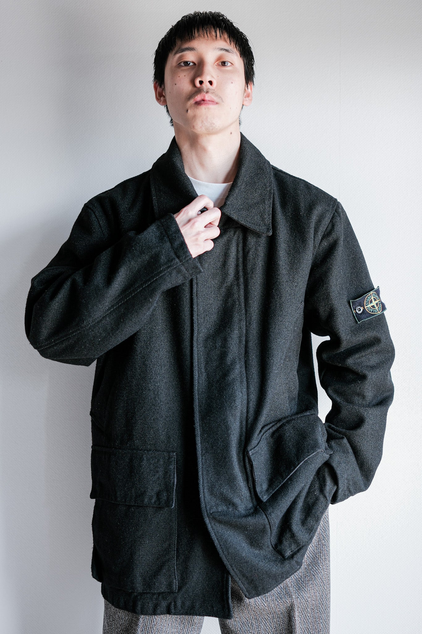 【98AW】Old STONE ISLAND Nylon Jacket Size.L "Green Edge"