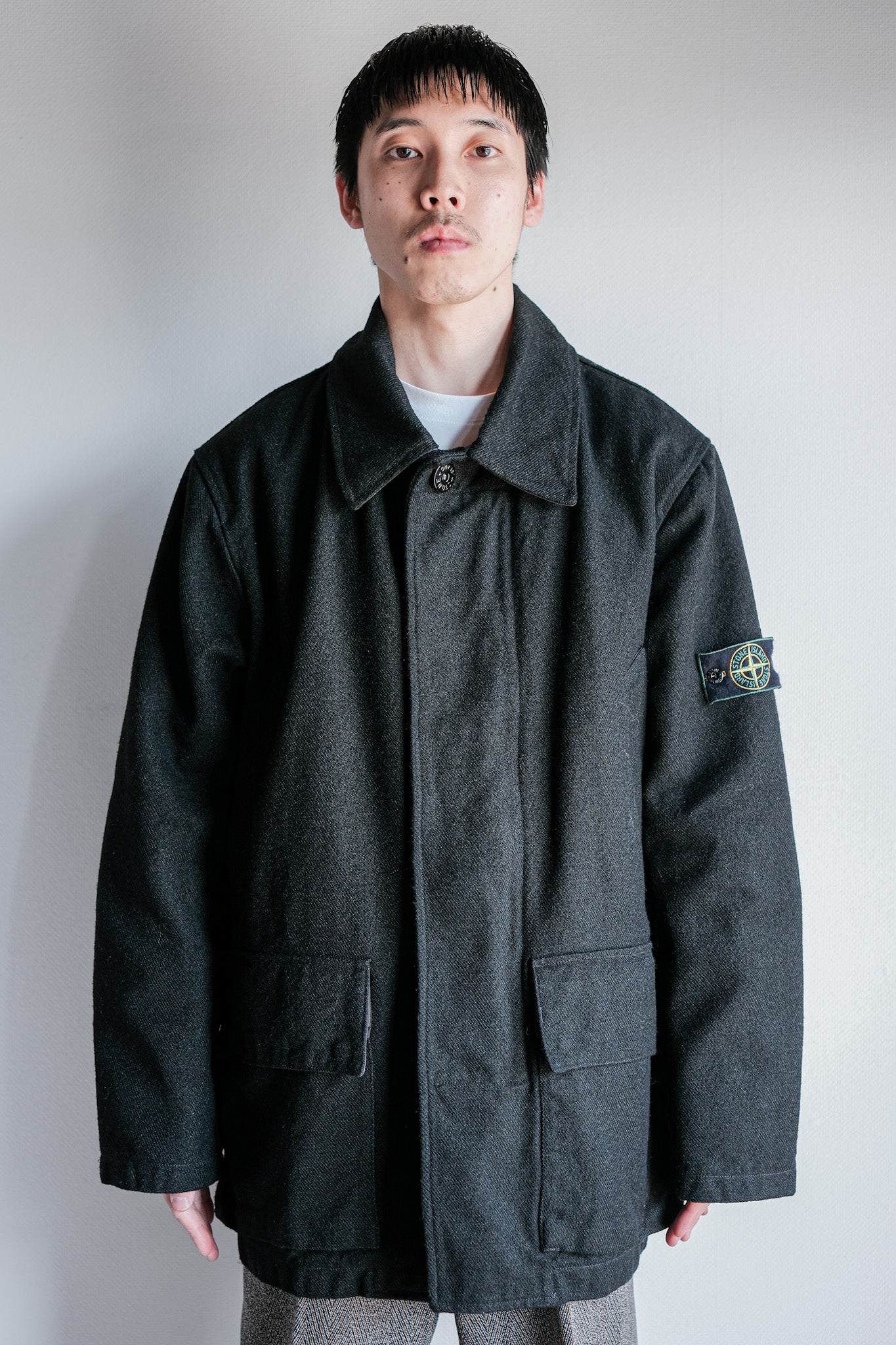 【98AW】Old STONE ISLAND Nylon Jacket Size.L "Green Edge"