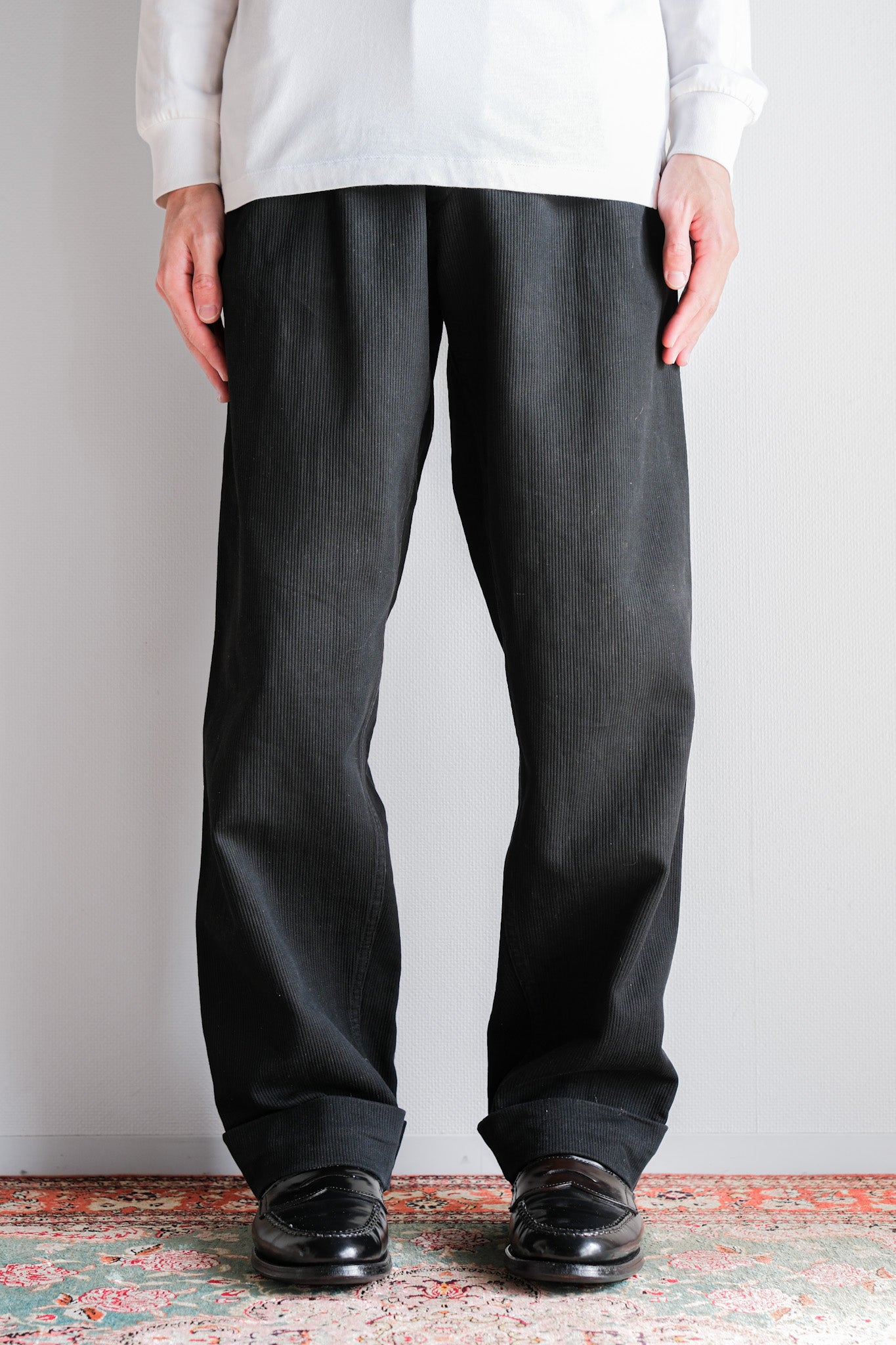 【~50's】French Vintage Black Cotton Pique Work Pants