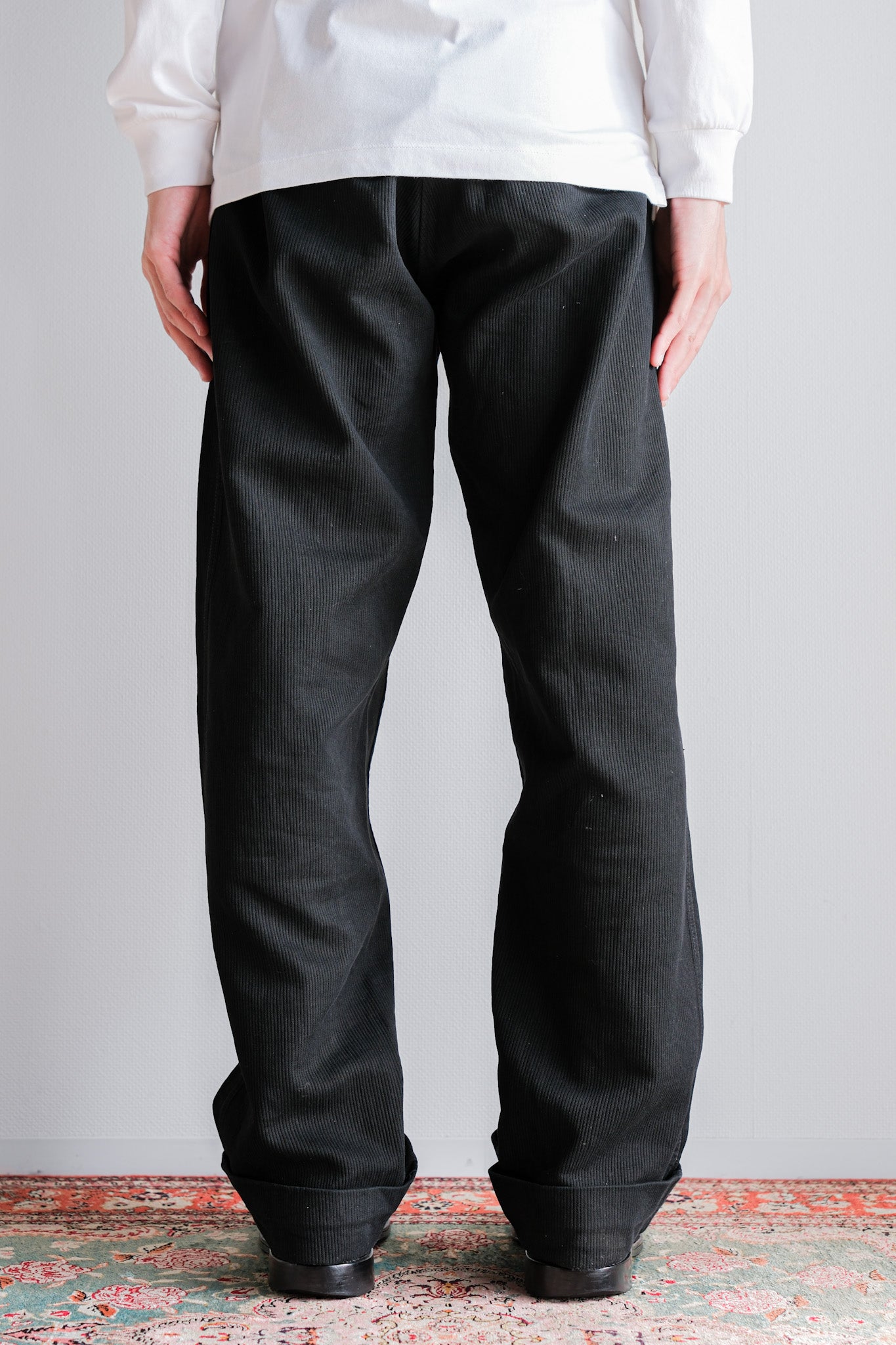 【~50's】French Vintage Black Cotton Pique Work Pants