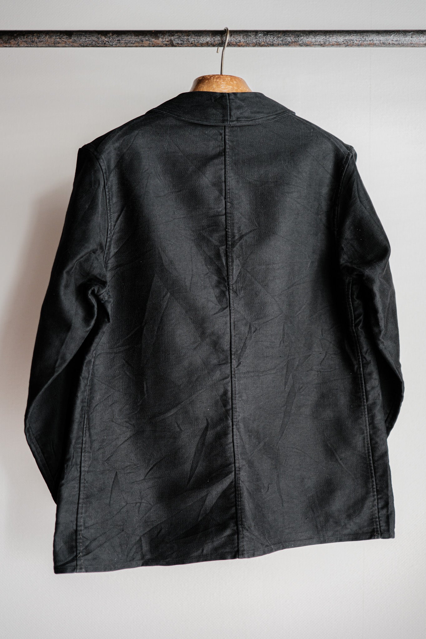 【~30's】French Vintage Black Moleskin Work Jacket "Le Mont St. Michel"