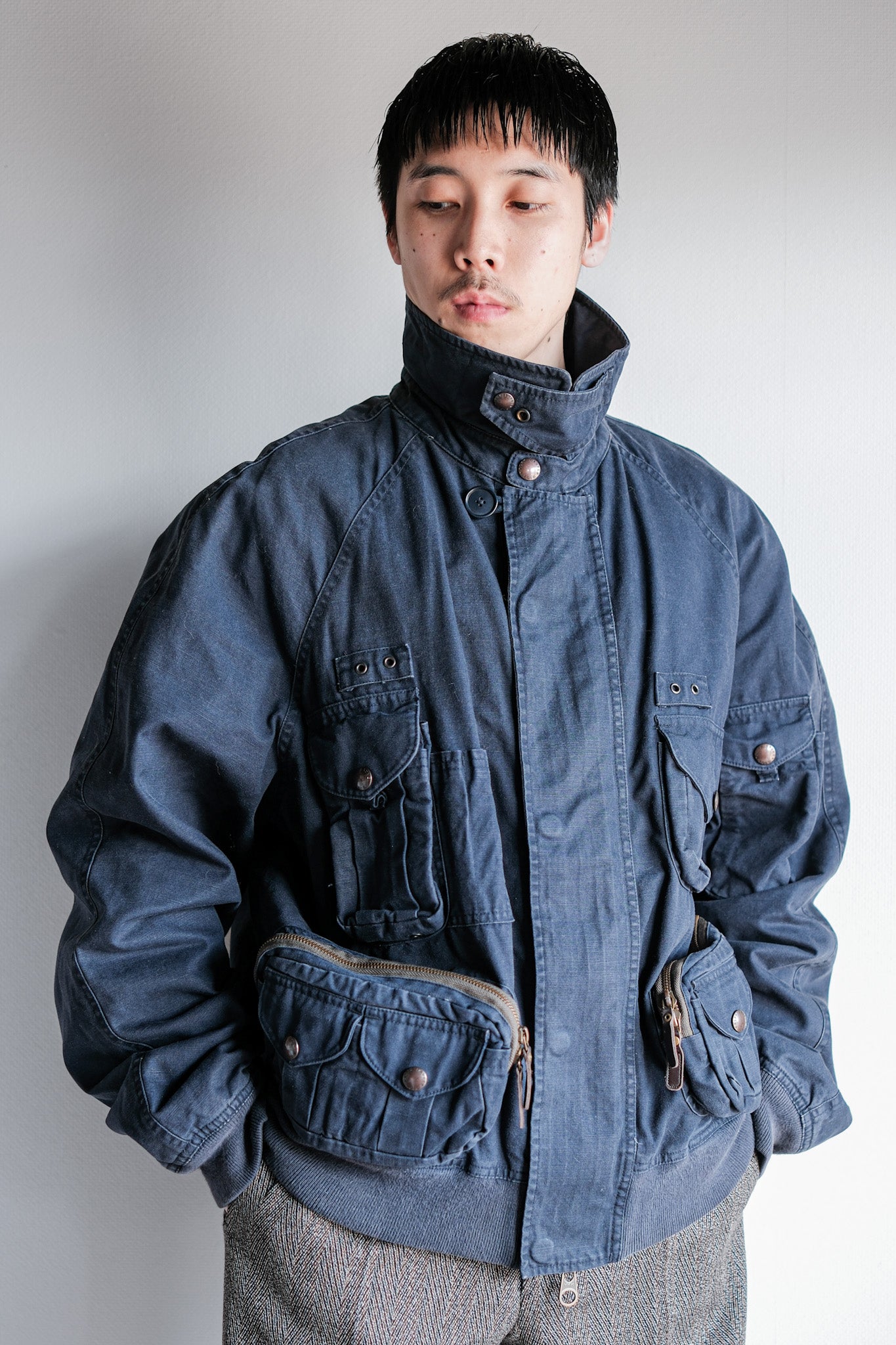 【~00's】Old Polo Ralph Lauren Multi Pocket Cotton Blouson With Chin Strap Size.XL