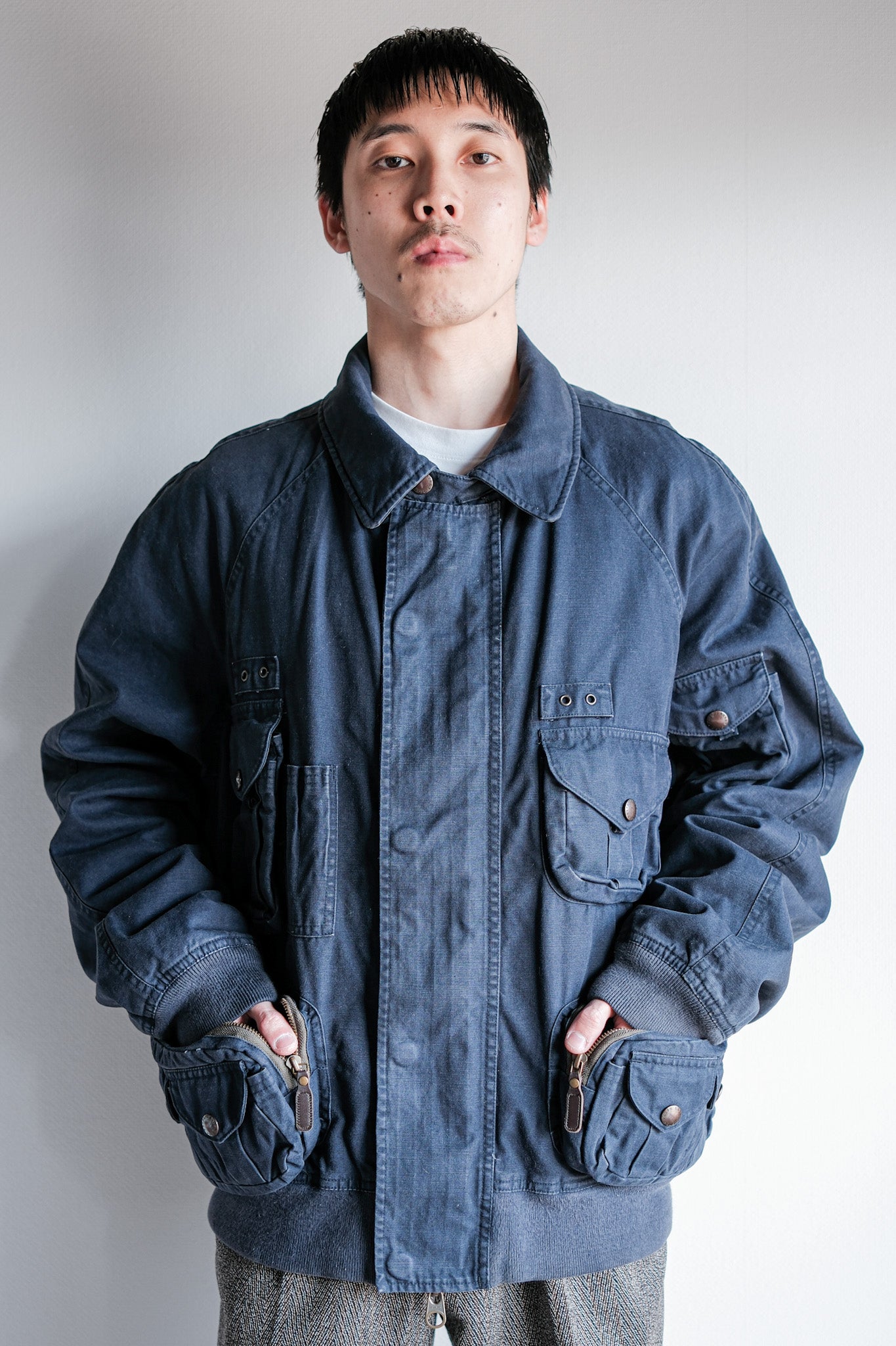 【~00's】Old Polo Ralph Lauren Multi Pocket Cotton Blouson With Chin Strap Size.XL