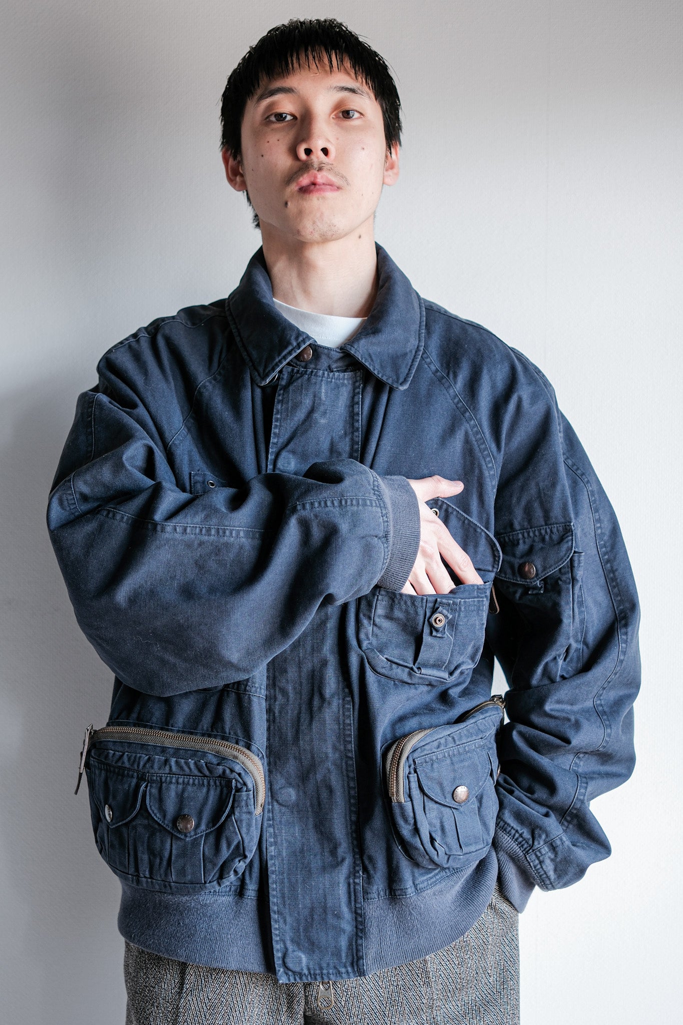 【~00's】Old Polo Ralph Lauren Multi Pocket Cotton Blouson With Chin Strap Size.XL