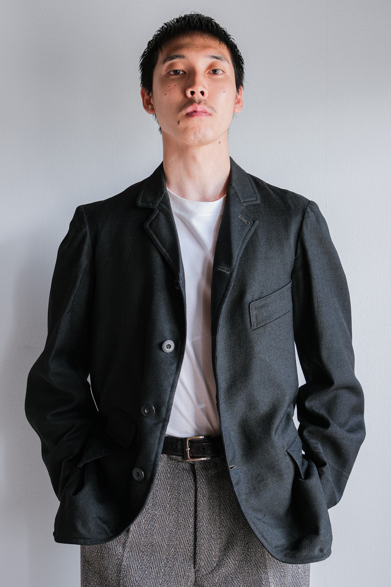 【~20's】French Vintage Black Wool Sack Coat