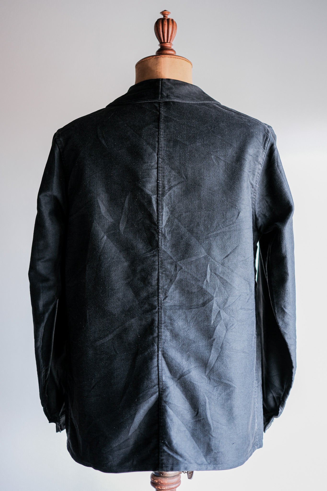 【~30's】French Vintage Black Moleskin Work Jacket "Le Mont St. Michel"