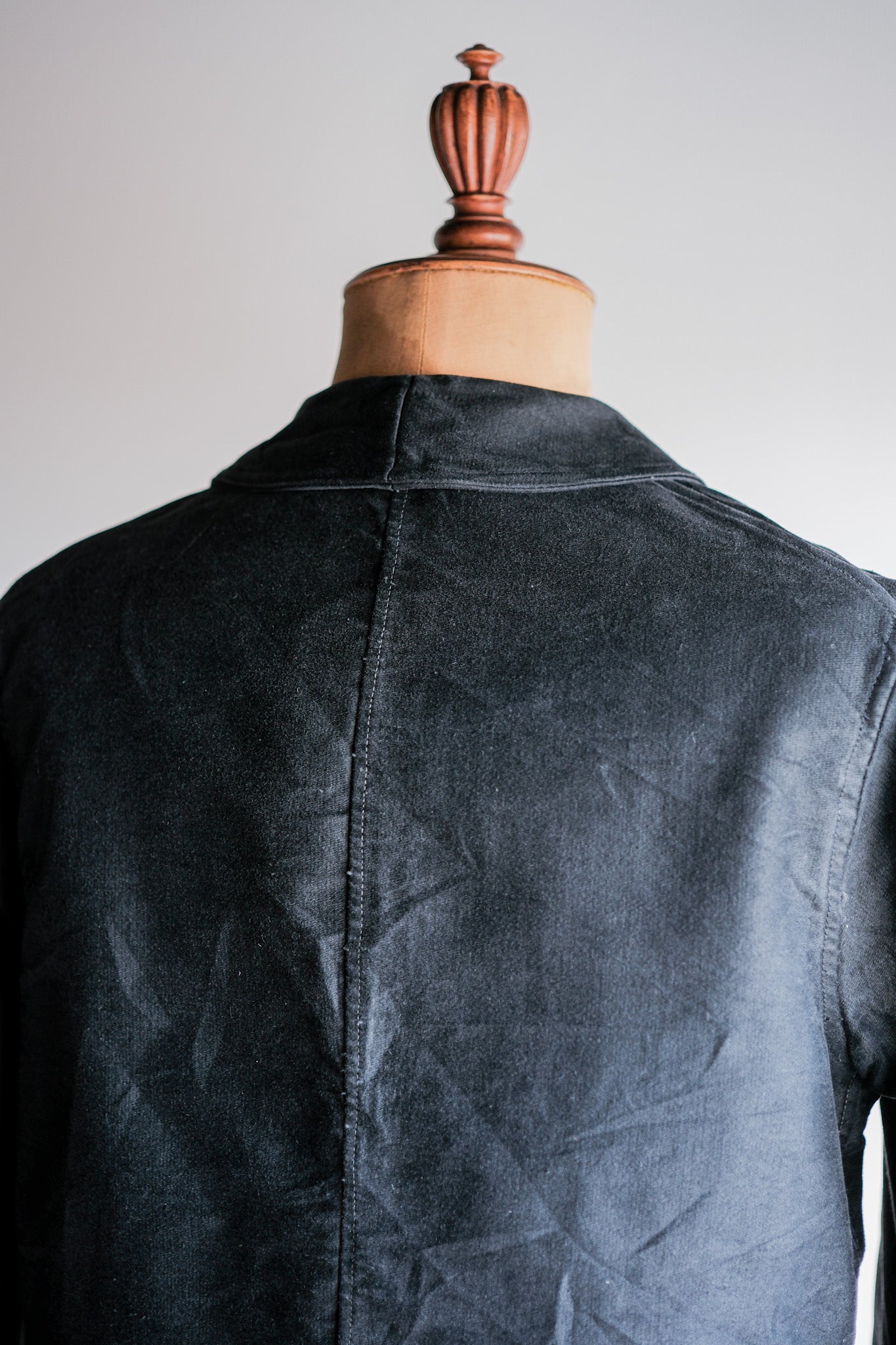 【~30's】French Vintage Black Moleskin Work Jacket "Le Mont St. Michel"