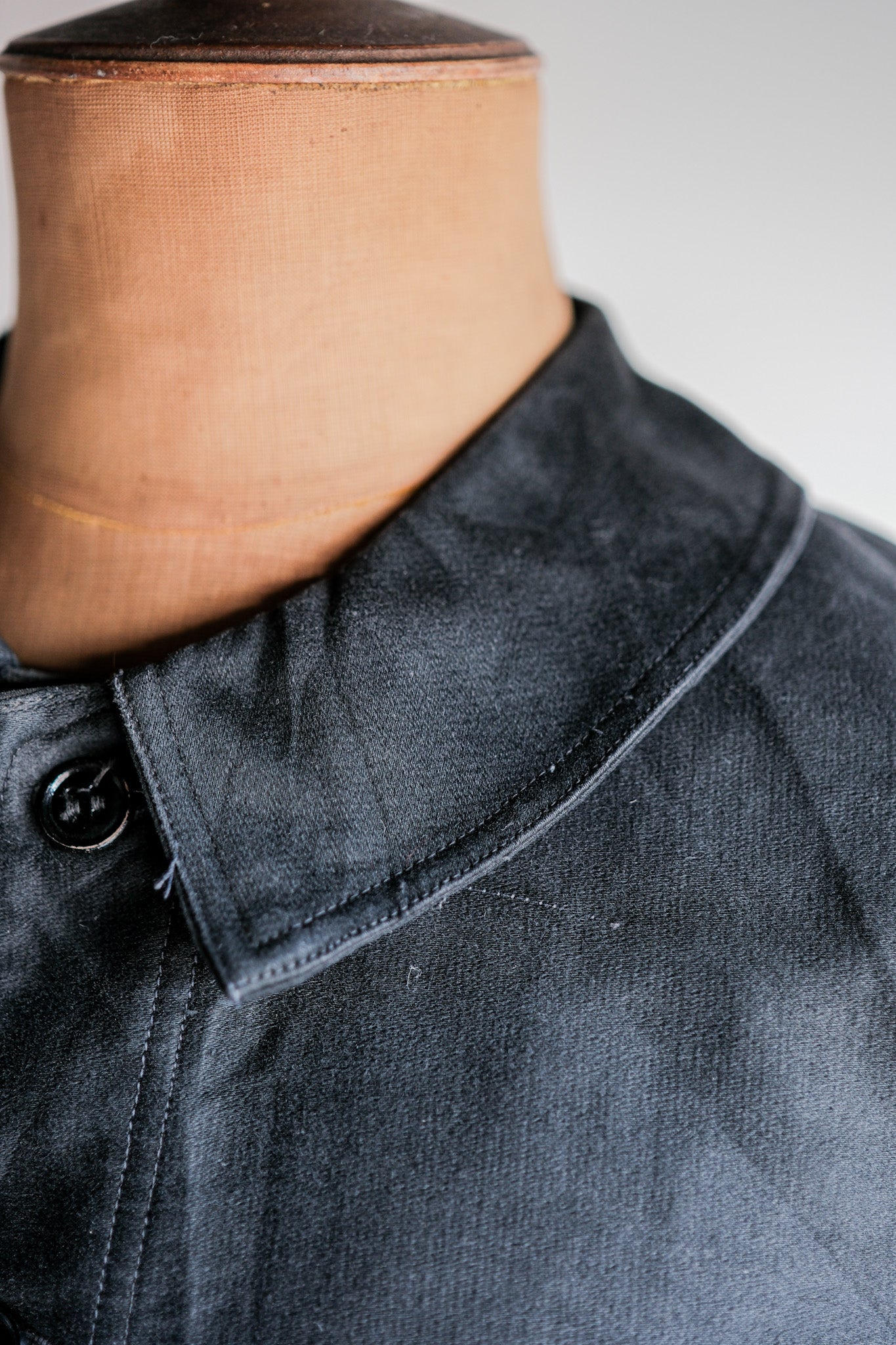 【~30's】French Vintage Black Moleskin Work Jacket "Le Mont St. Michel"