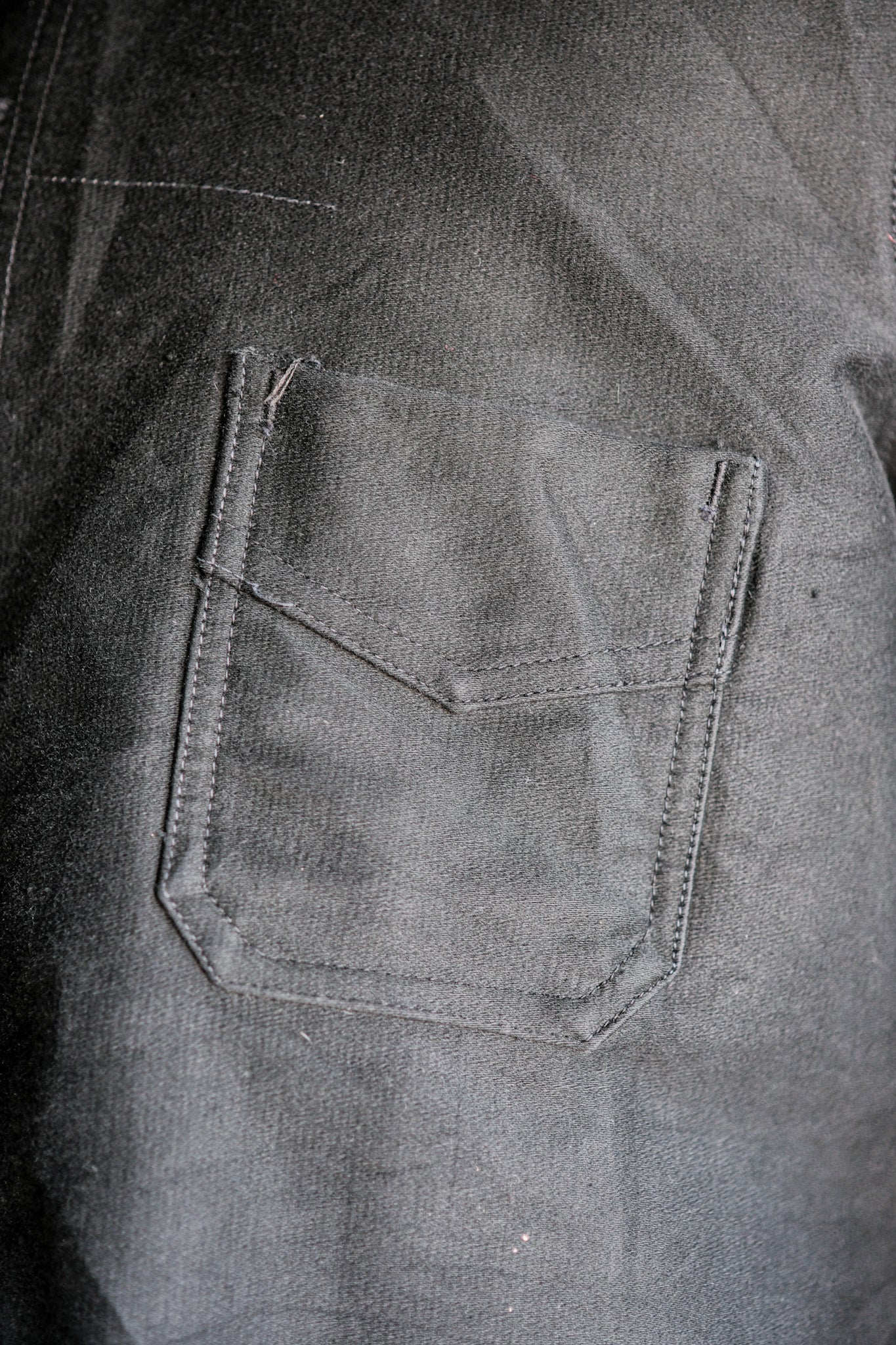 【~30's】French Vintage Black Moleskin Work Jacket "Le Mont St. Michel"