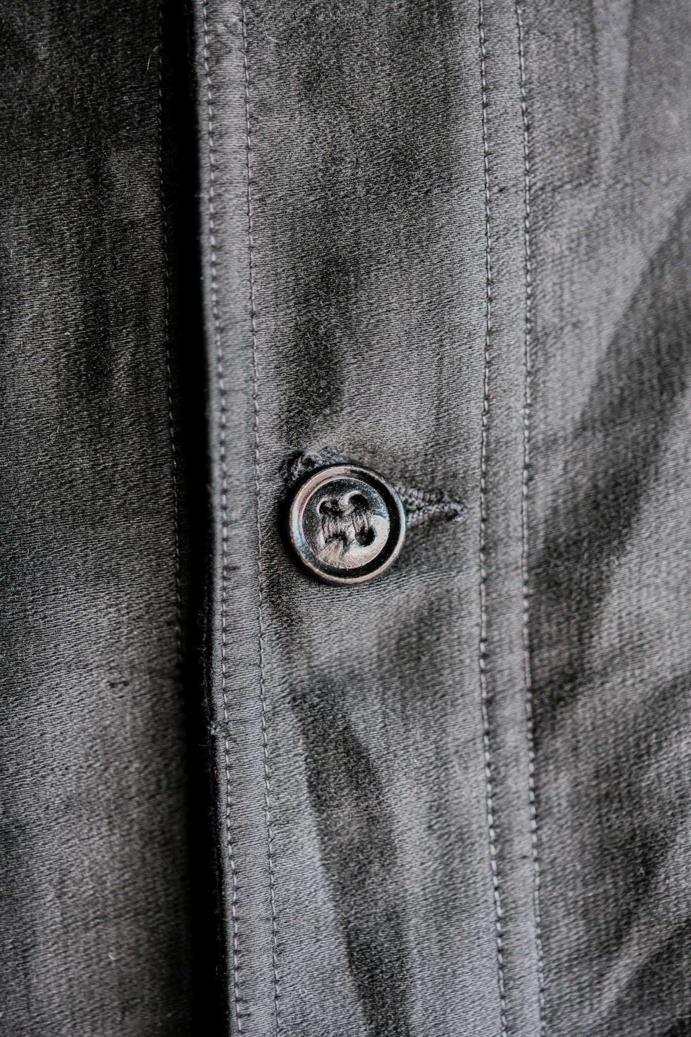 【~30's】French Vintage Black Moleskin Work Jacket "Le Mont St. Michel"