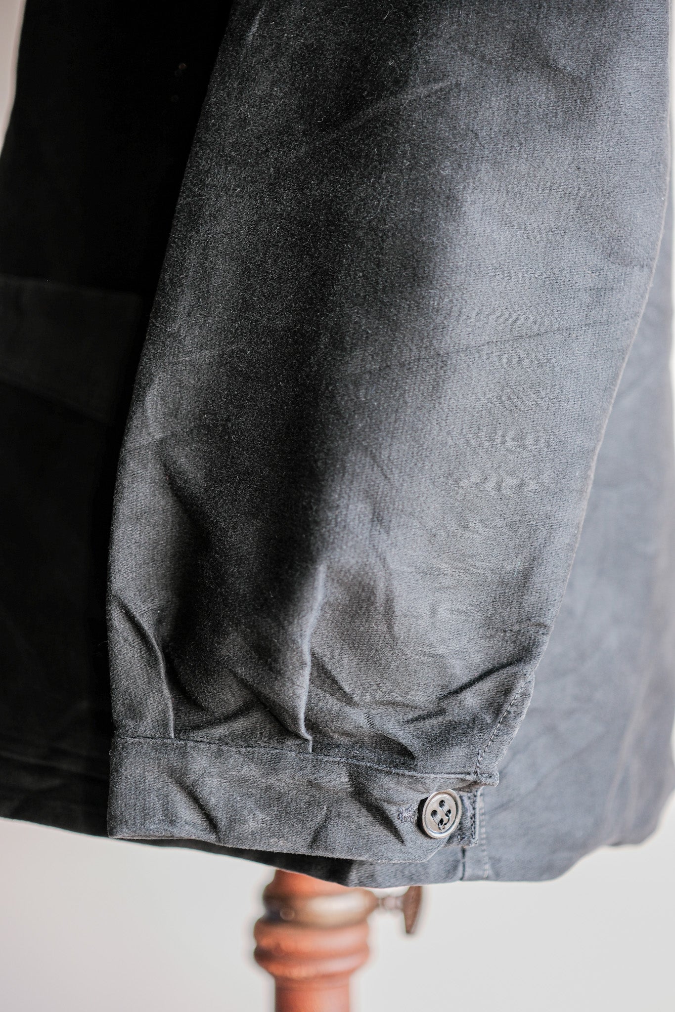 【~30's】French Vintage Black Moleskin Work Jacket "Le Mont St. Michel"