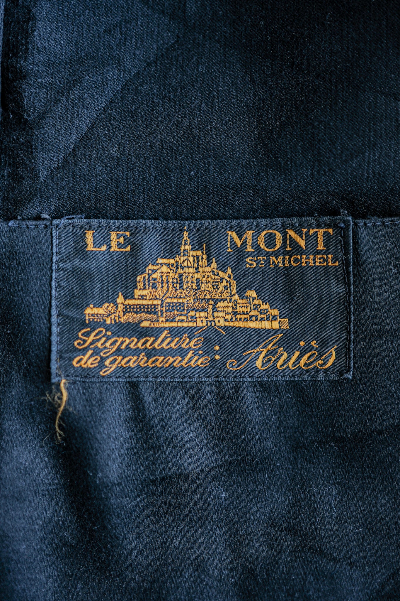 【~30's】French Vintage Black Moleskin Work Jacket "Le Mont St. Michel"