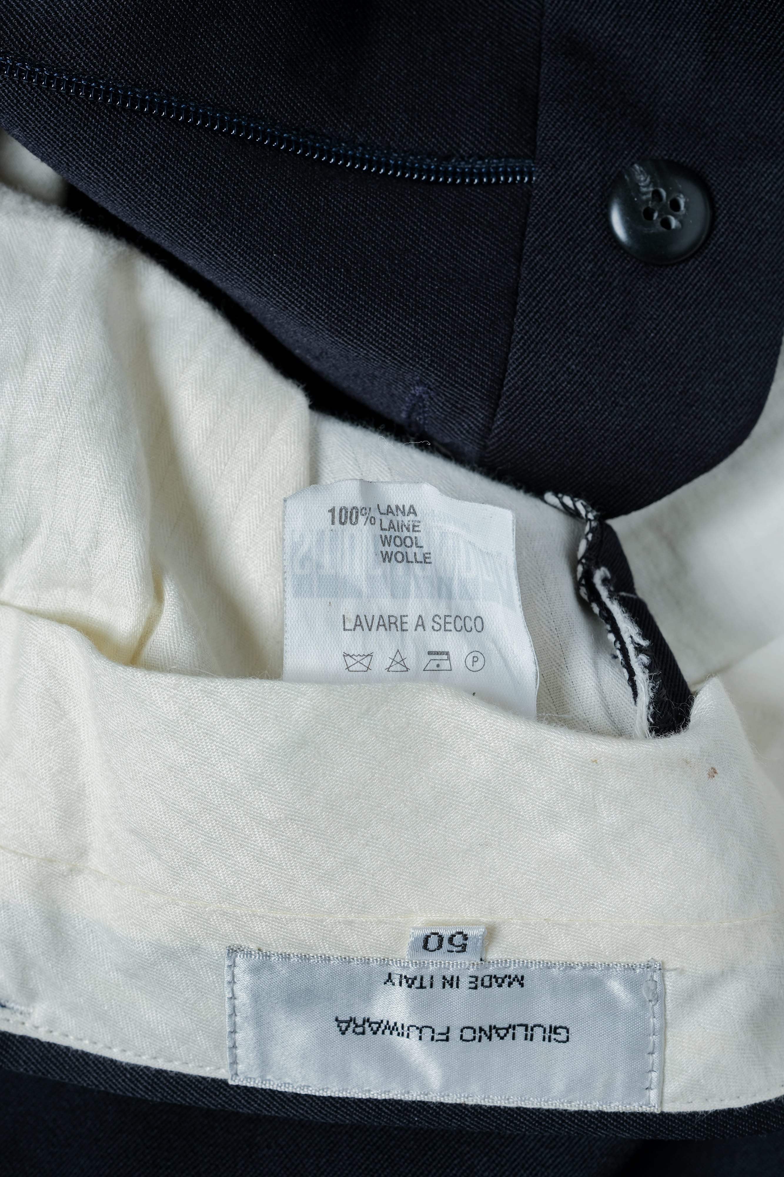 【~90's】Italian Vintage 1 Tuck Wool Gabardine Trousers Size.50