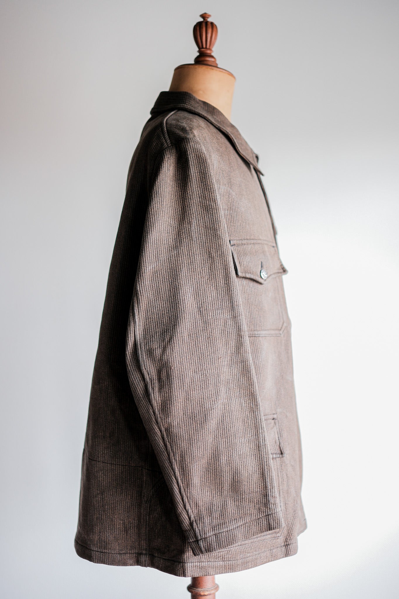 【~50's】French Vintage Brown Salt & Pepper Cotton Pique Hunting Jacket