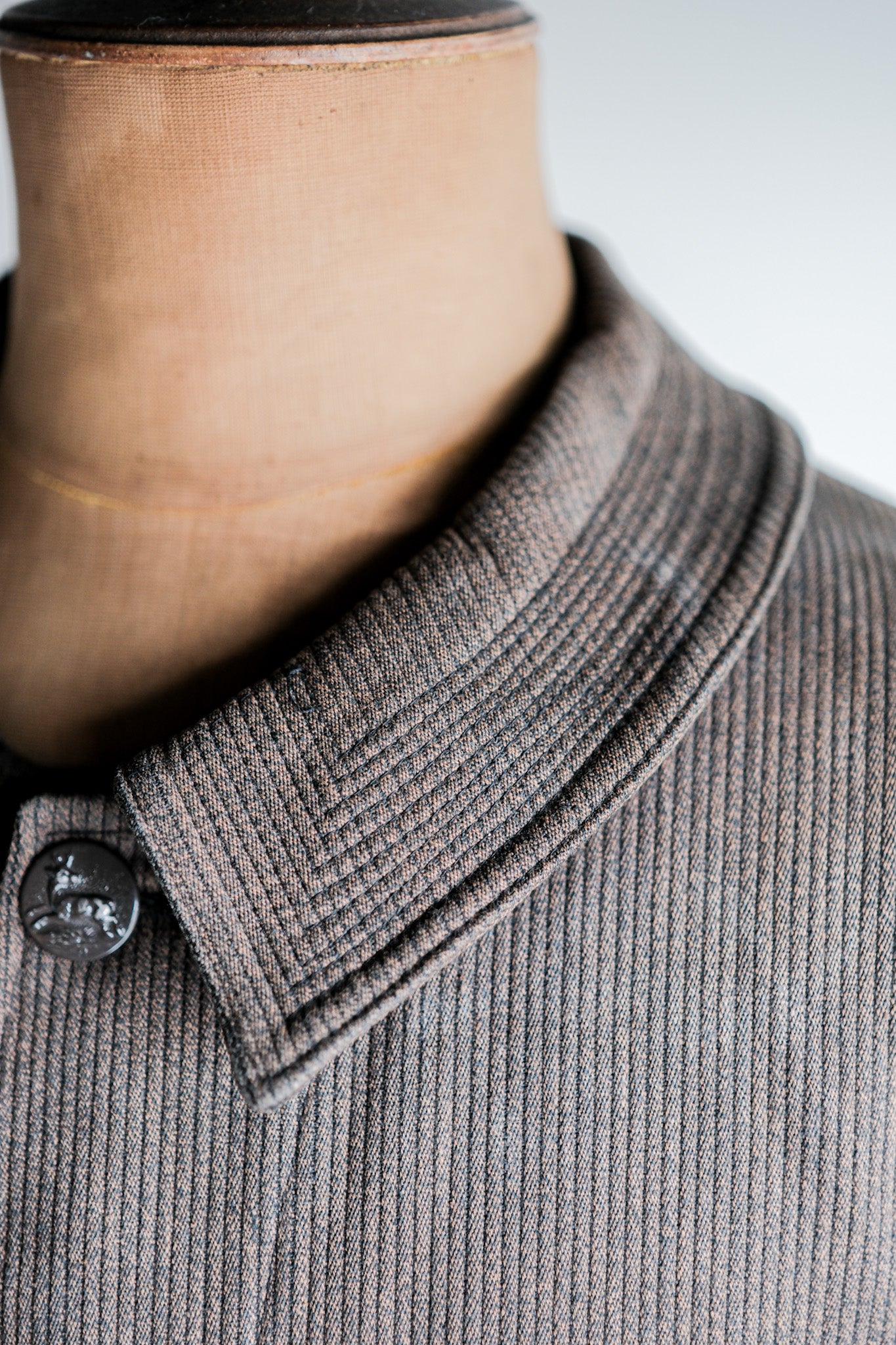 【~50's】French Vintage Brown Salt & Pepper Cotton Pique Hunting Jacket