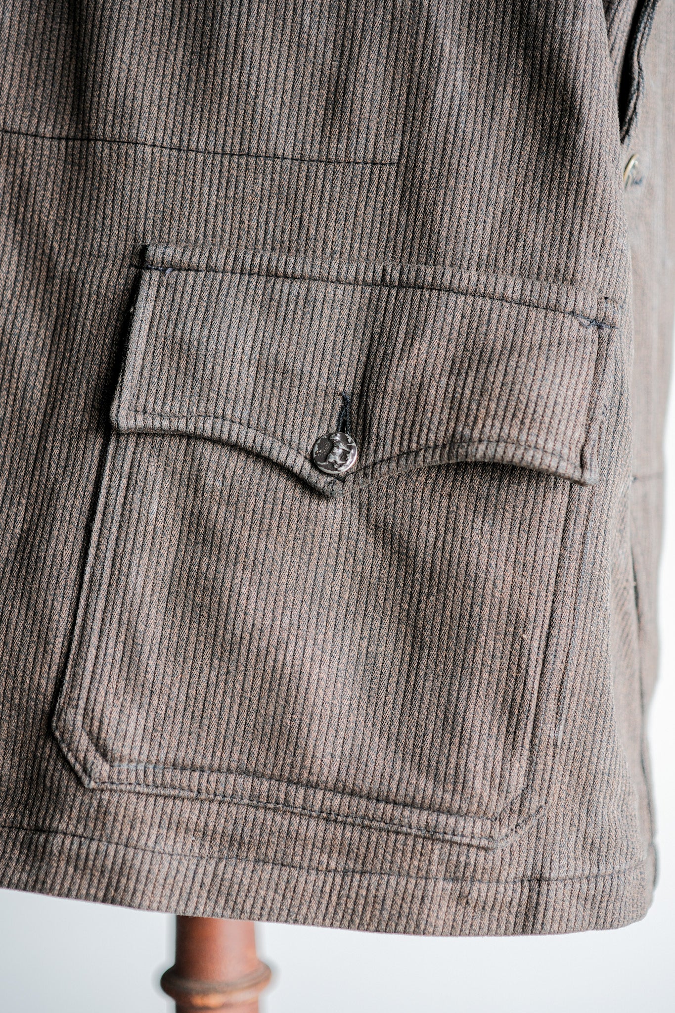【~50's】French Vintage Brown Salt & Pepper Cotton Pique Hunting Jacket