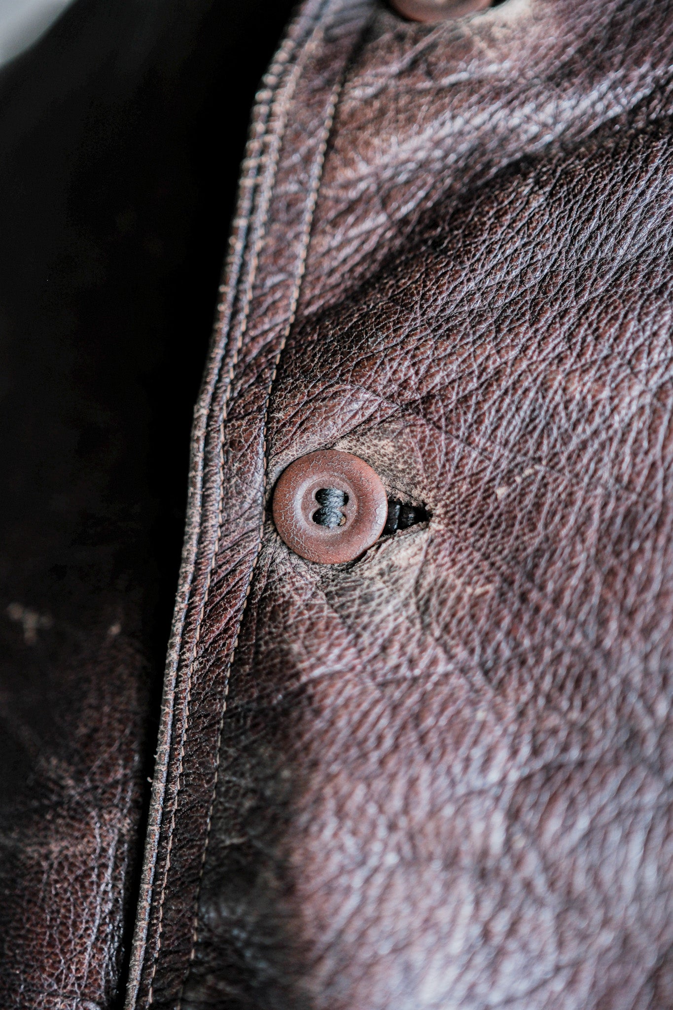 【~40's】French Vintage Brown Leather Work Gilet