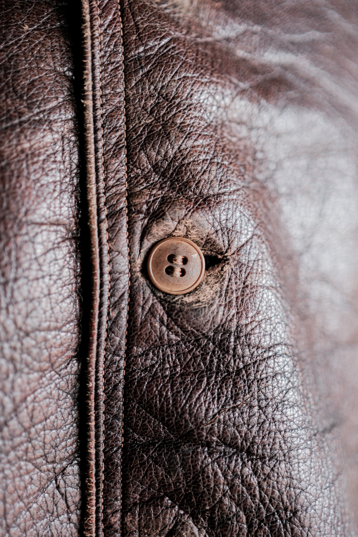 【~40's】French Vintage Brown Leather Work Gilet