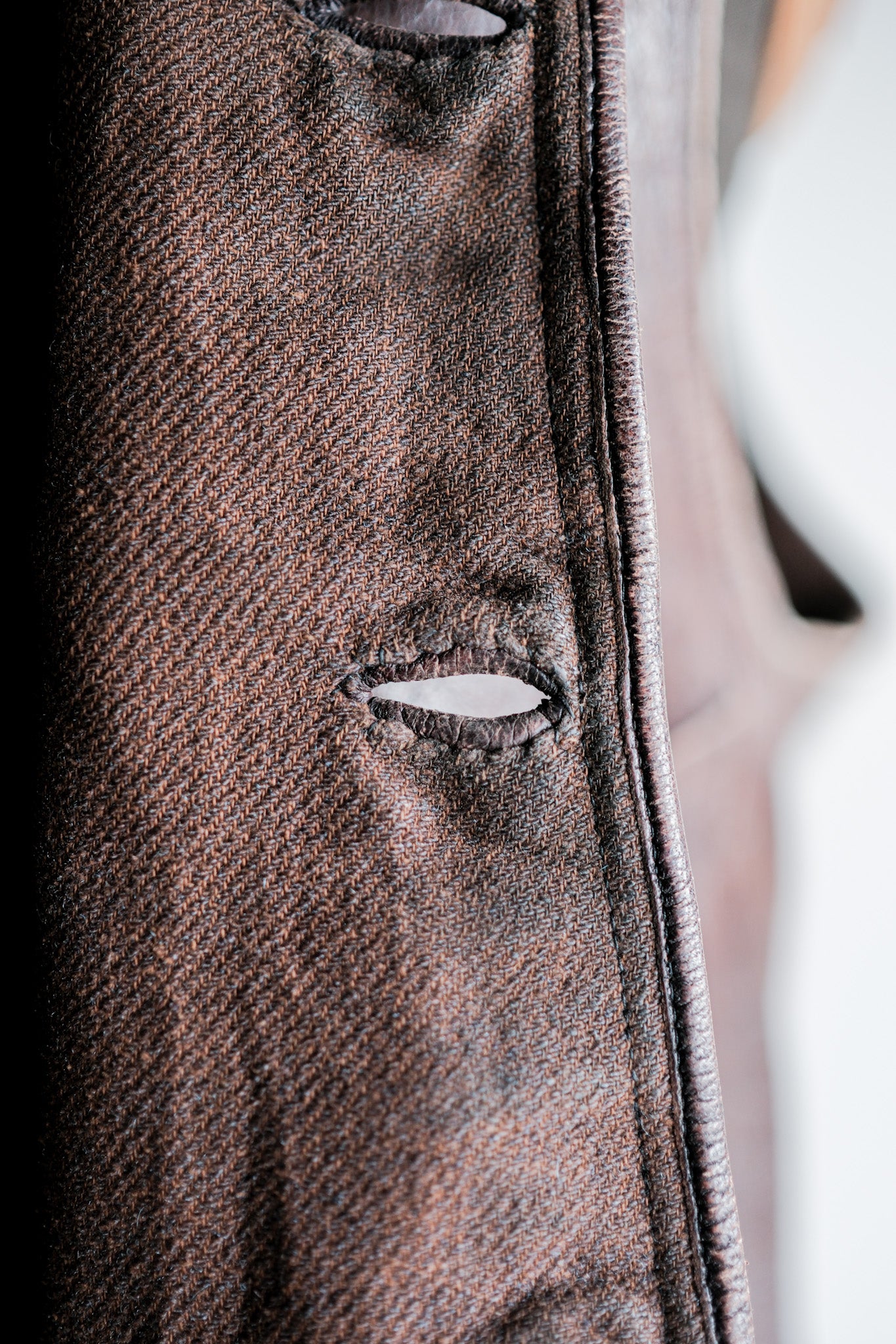 【~40's】French Vintage Brown Leather Work Gilet